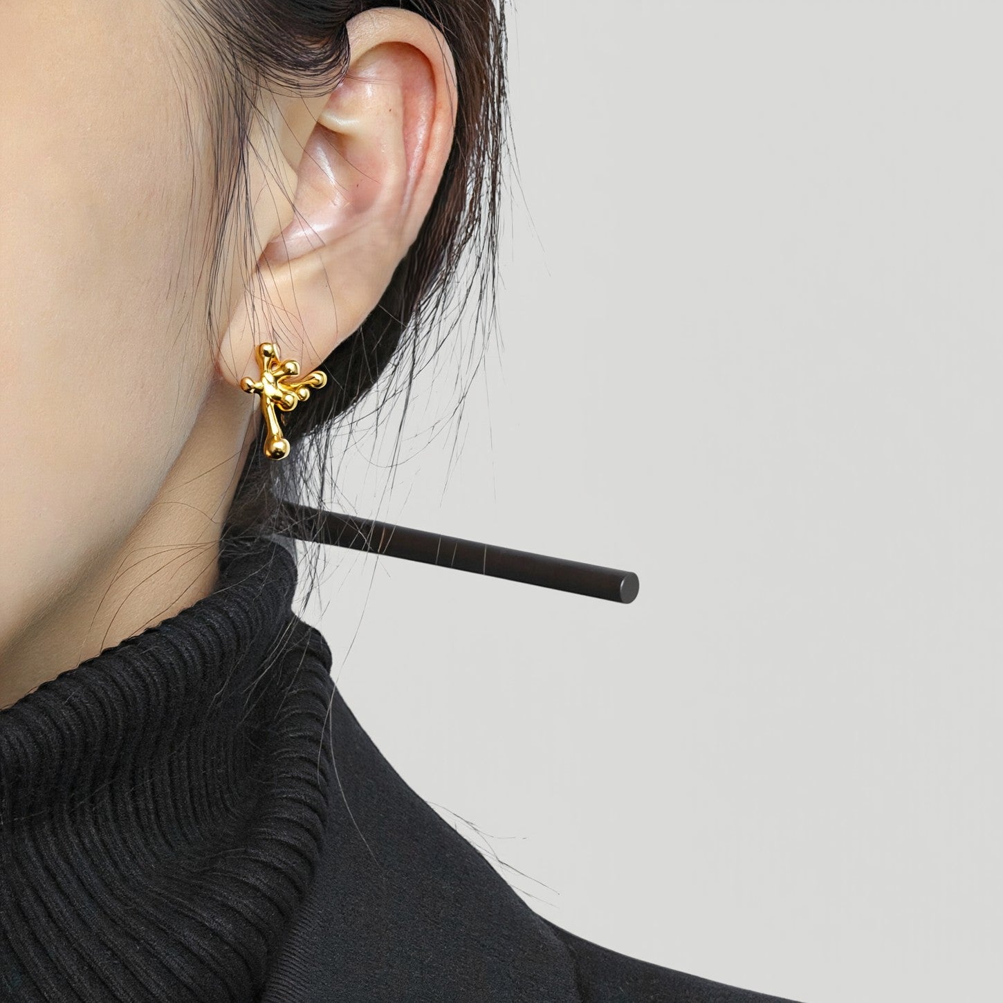 Golden Abstract Art Earrings