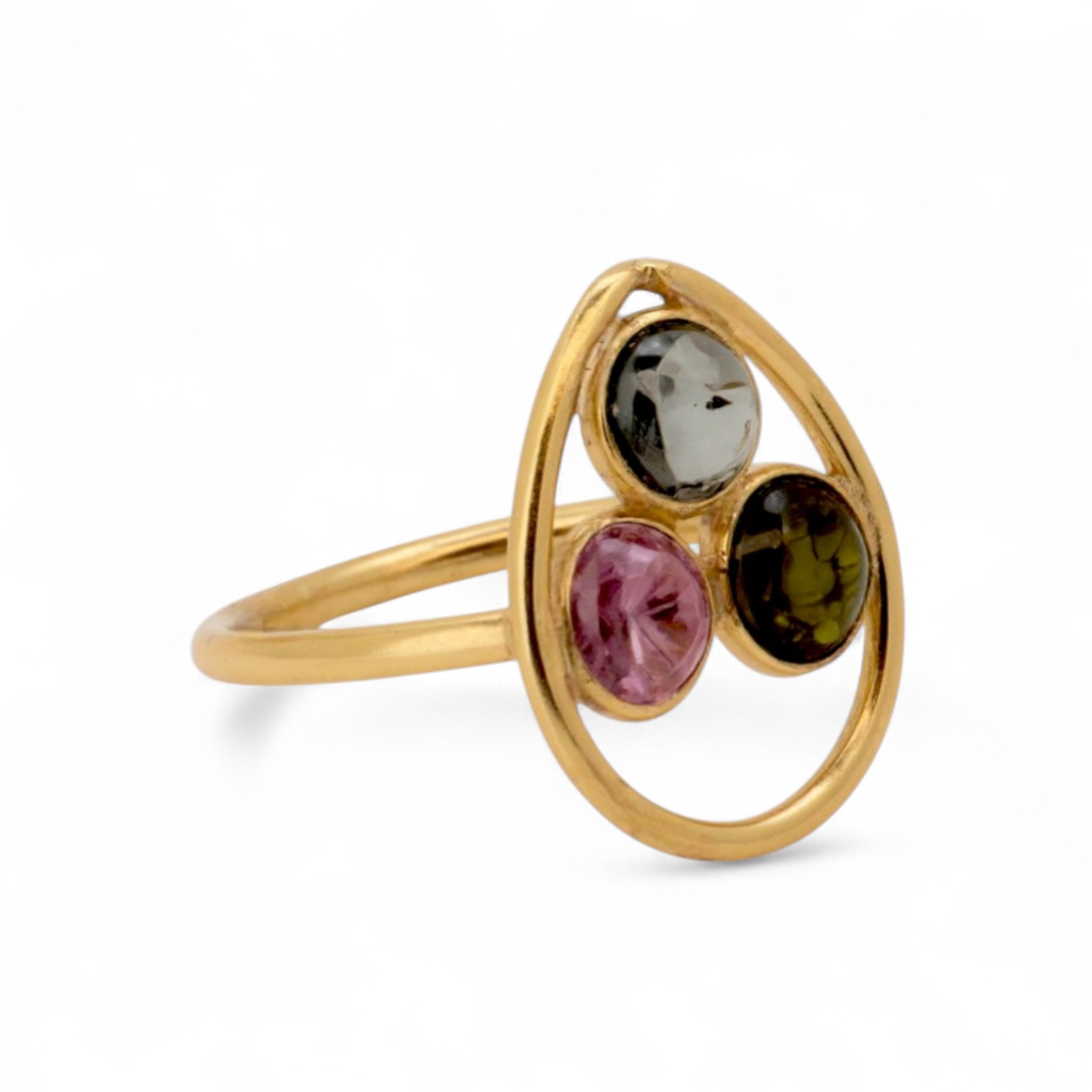 Multicolor Tourmaline Drop Ring