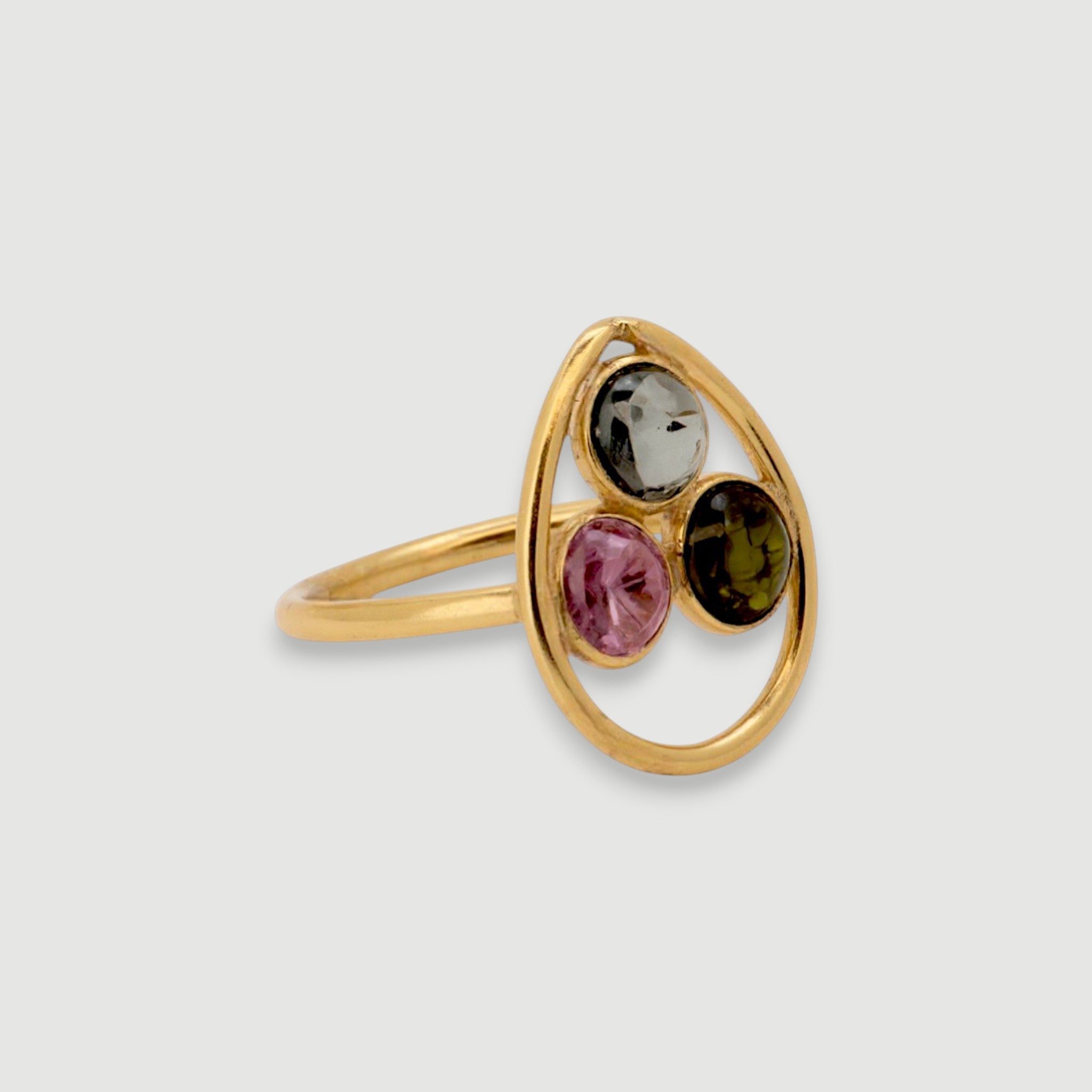 Multicolor Tourmaline Drop Ring