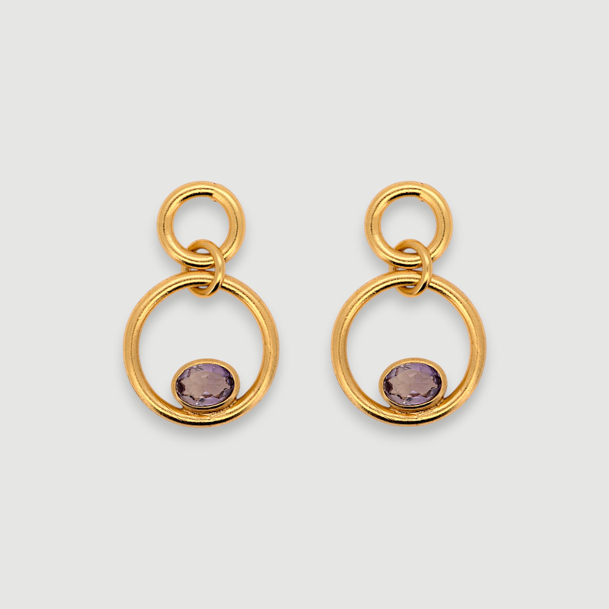 Natural Amethyst Circle Drop Earrings1