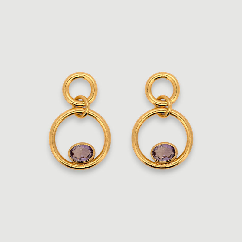 Natural Amethyst Circle Drop Earrings1