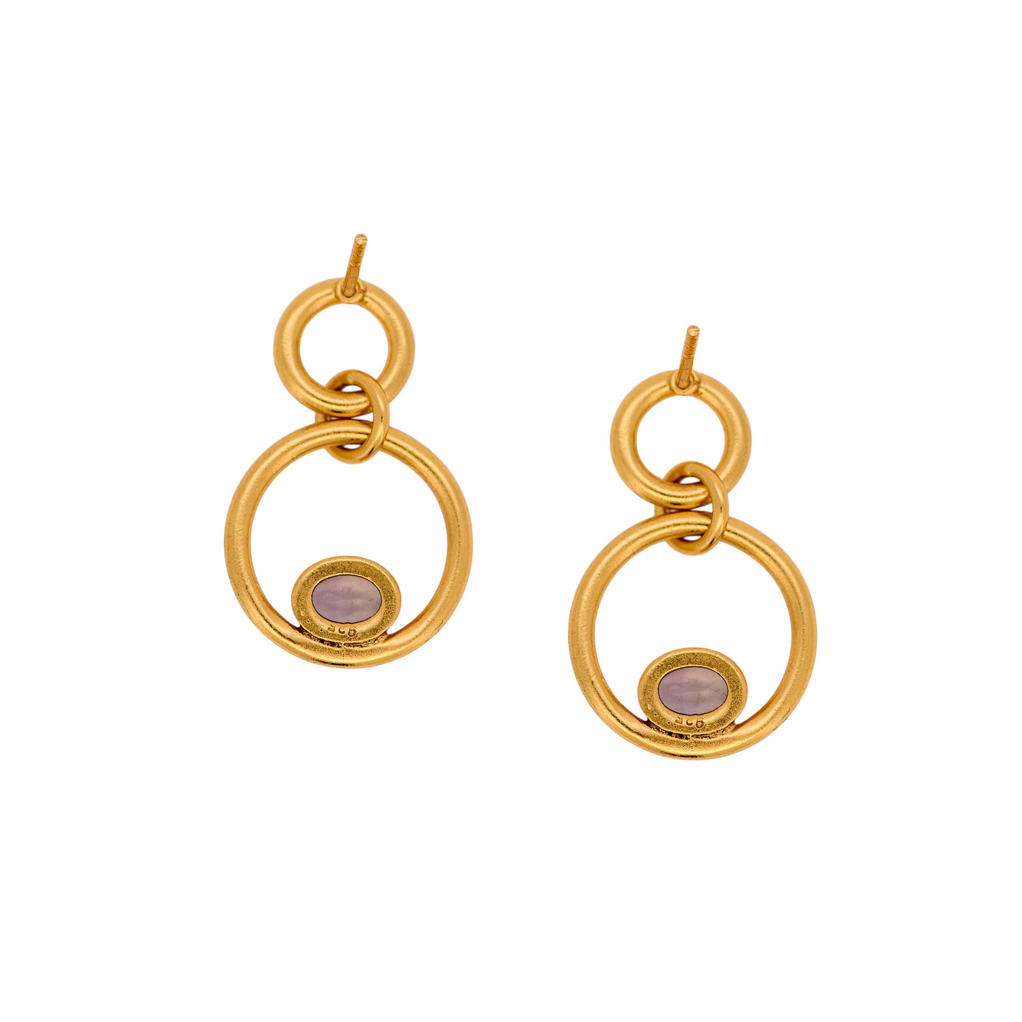 Natural Amethyst Circle Drop Earrings3