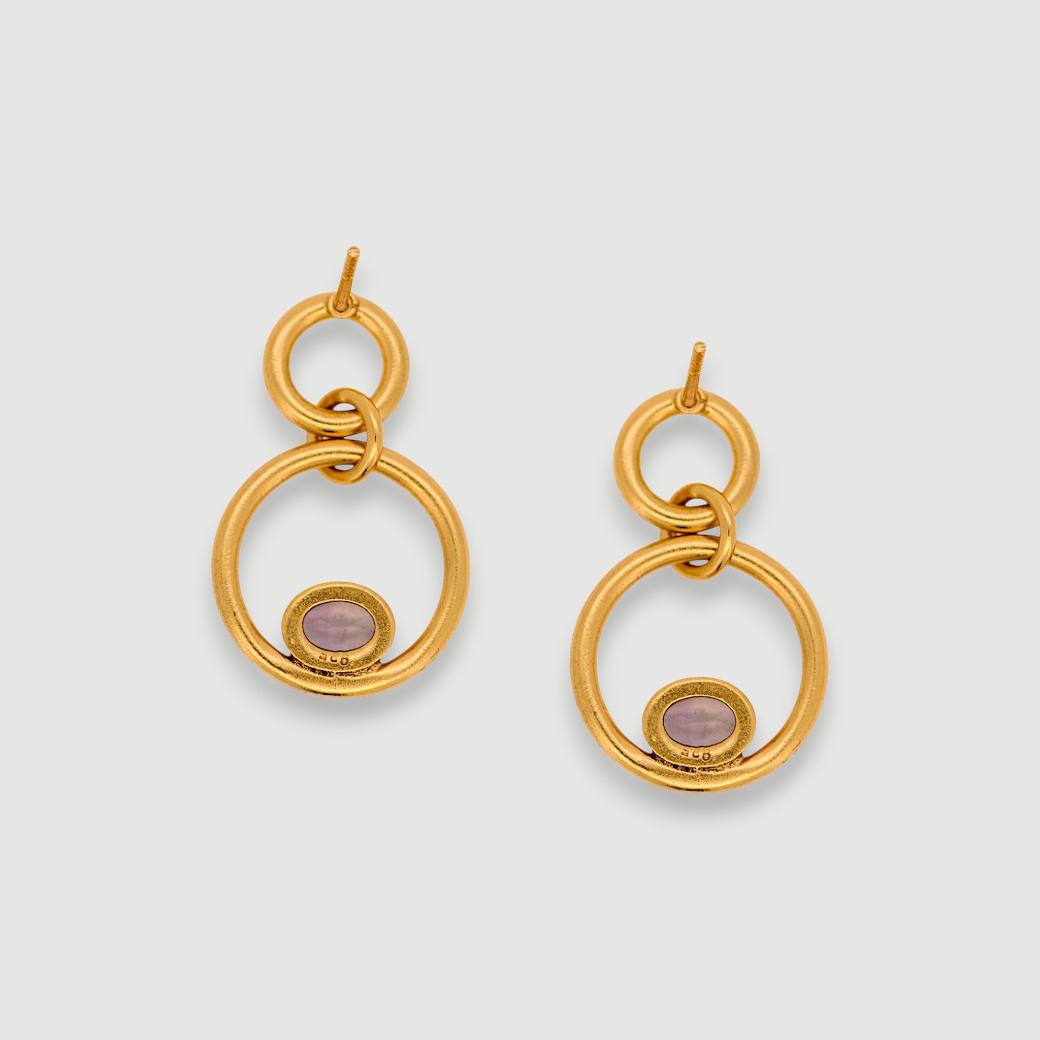 Natural Amethyst Circle Drop Earrings3