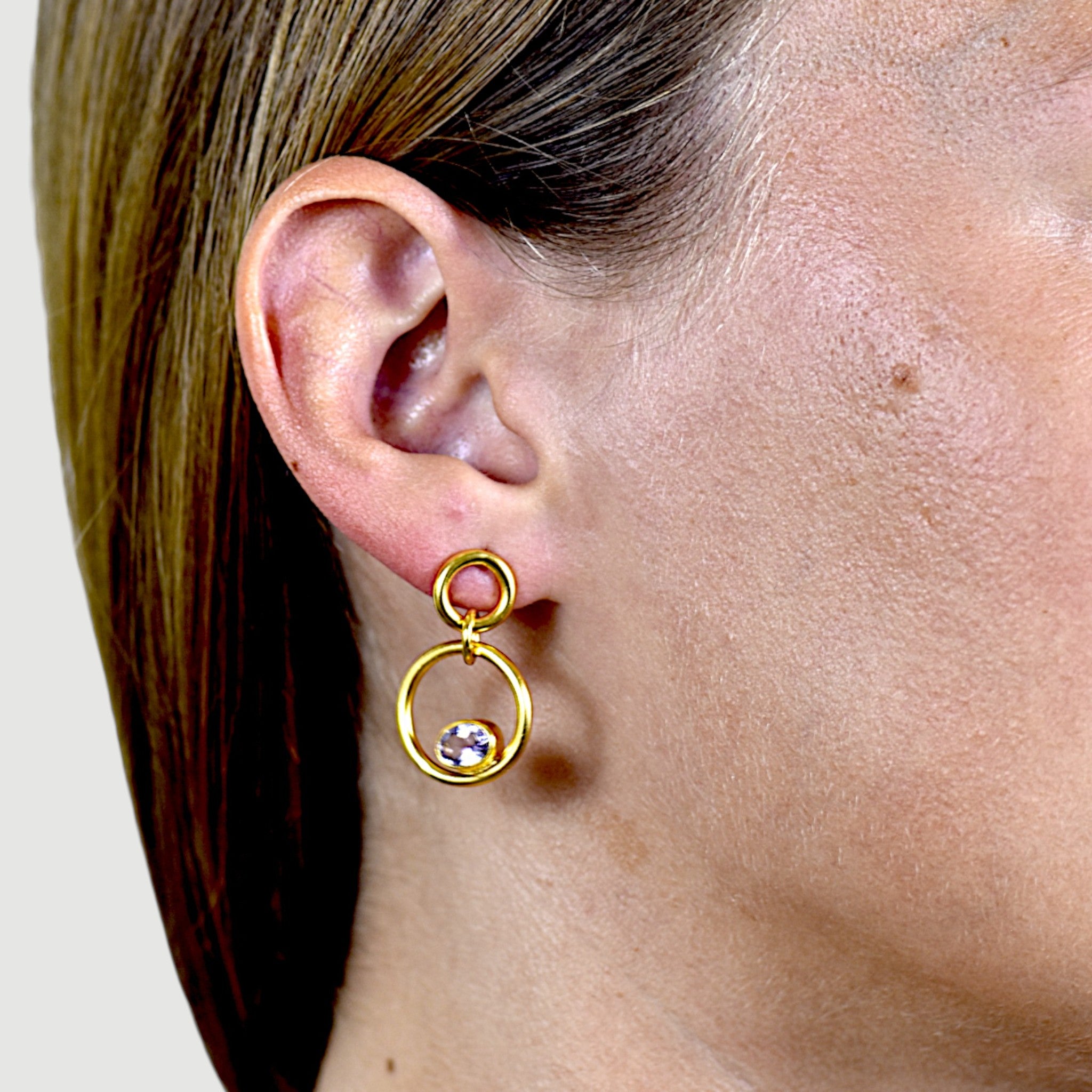 Natural Amethyst Circle Drop Earrings4