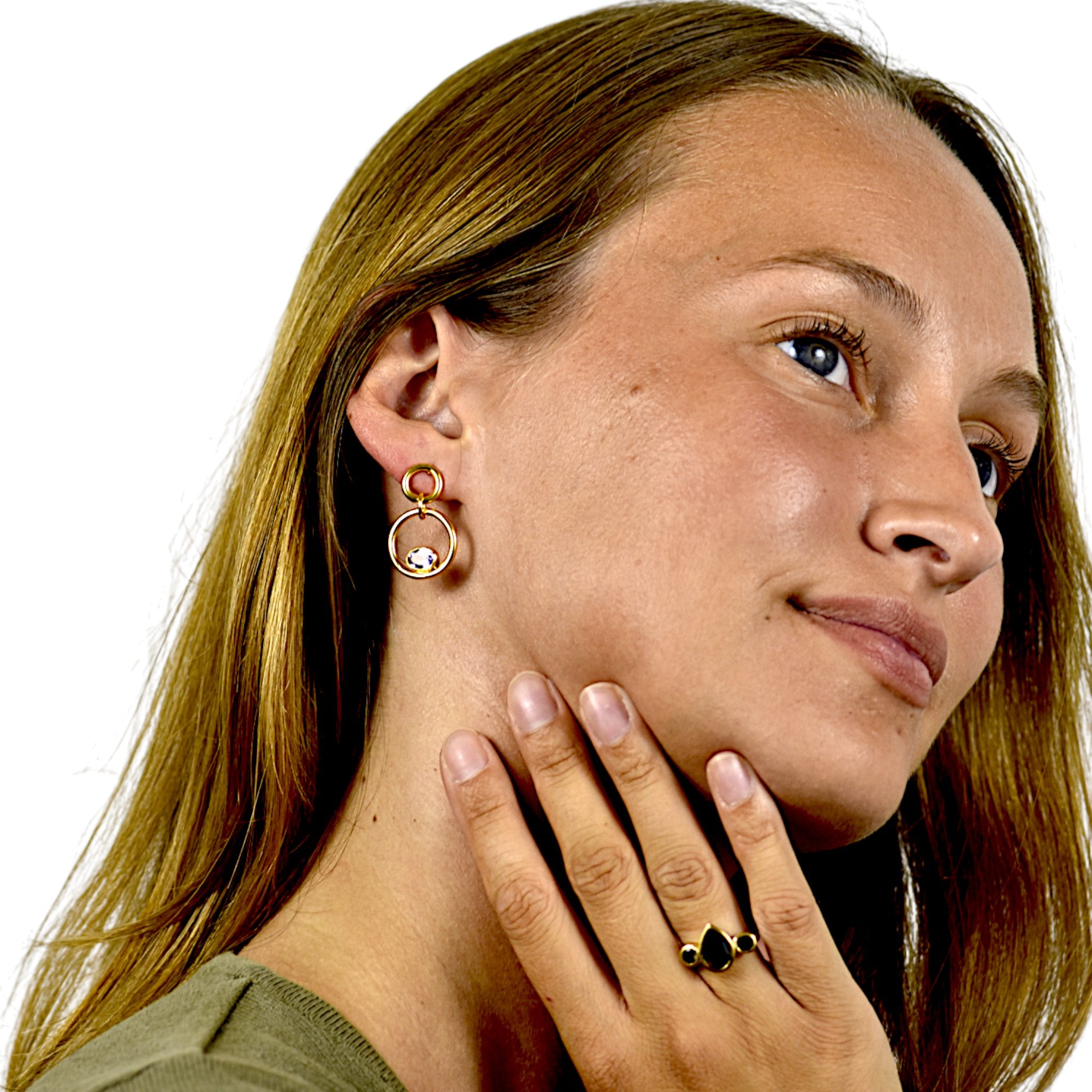 Natural Amethyst Circle Drop Earrings6
