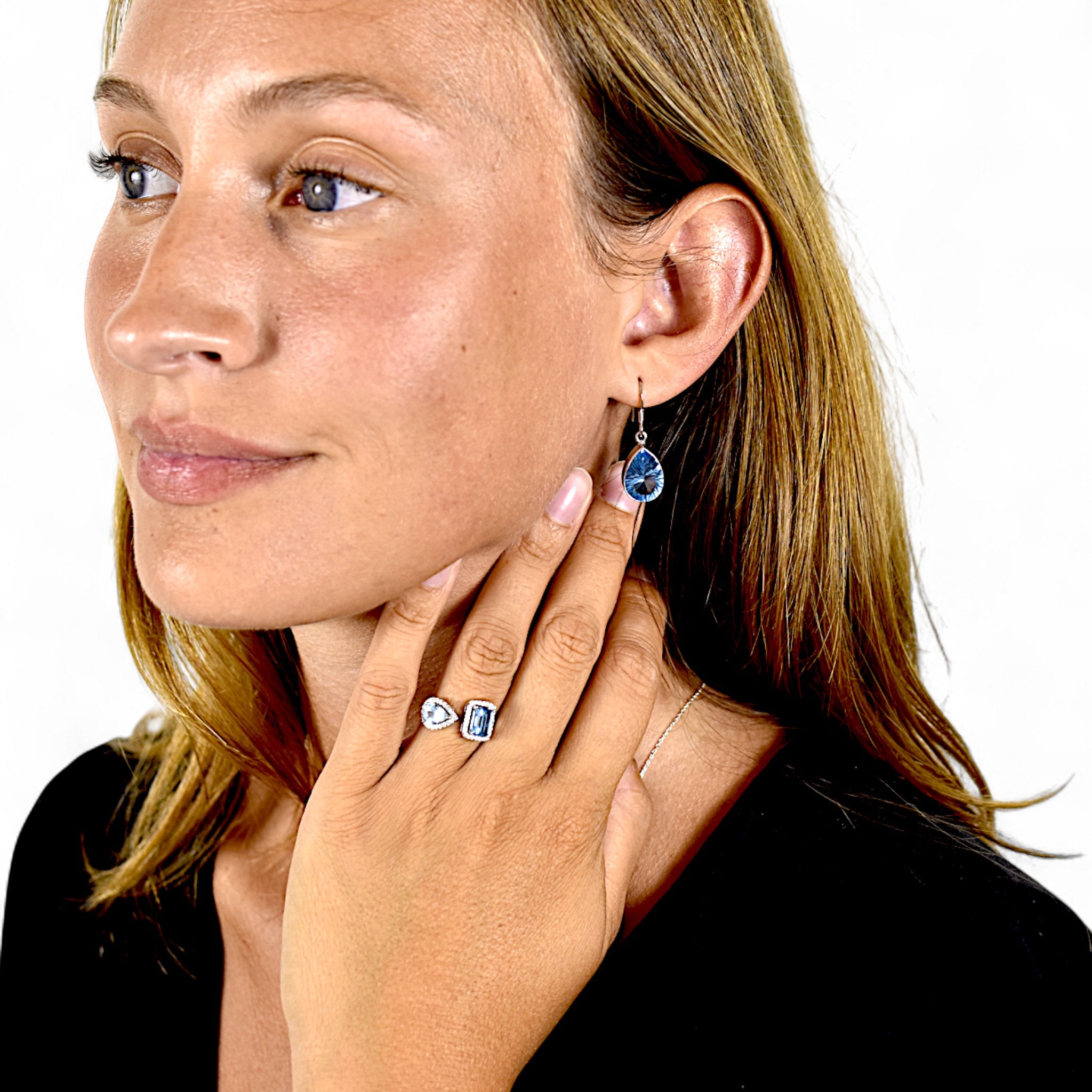 Natural Blue Topaz Teardrop Earring24