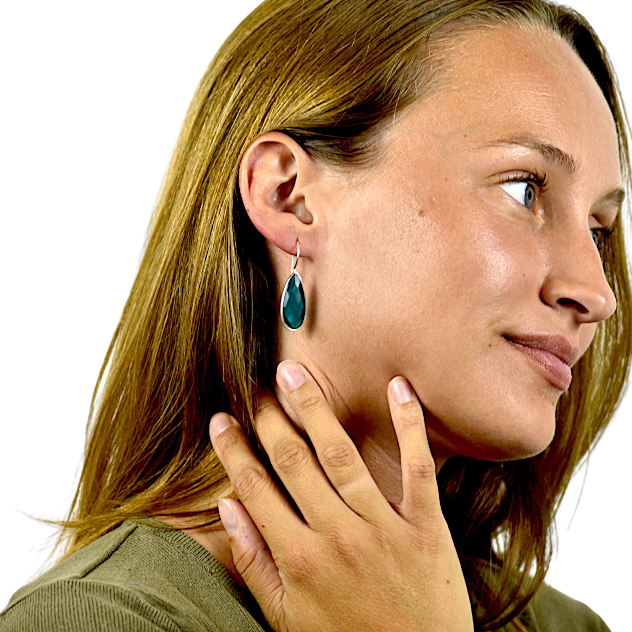 Natural Blue Topaz Teardrop Earring4