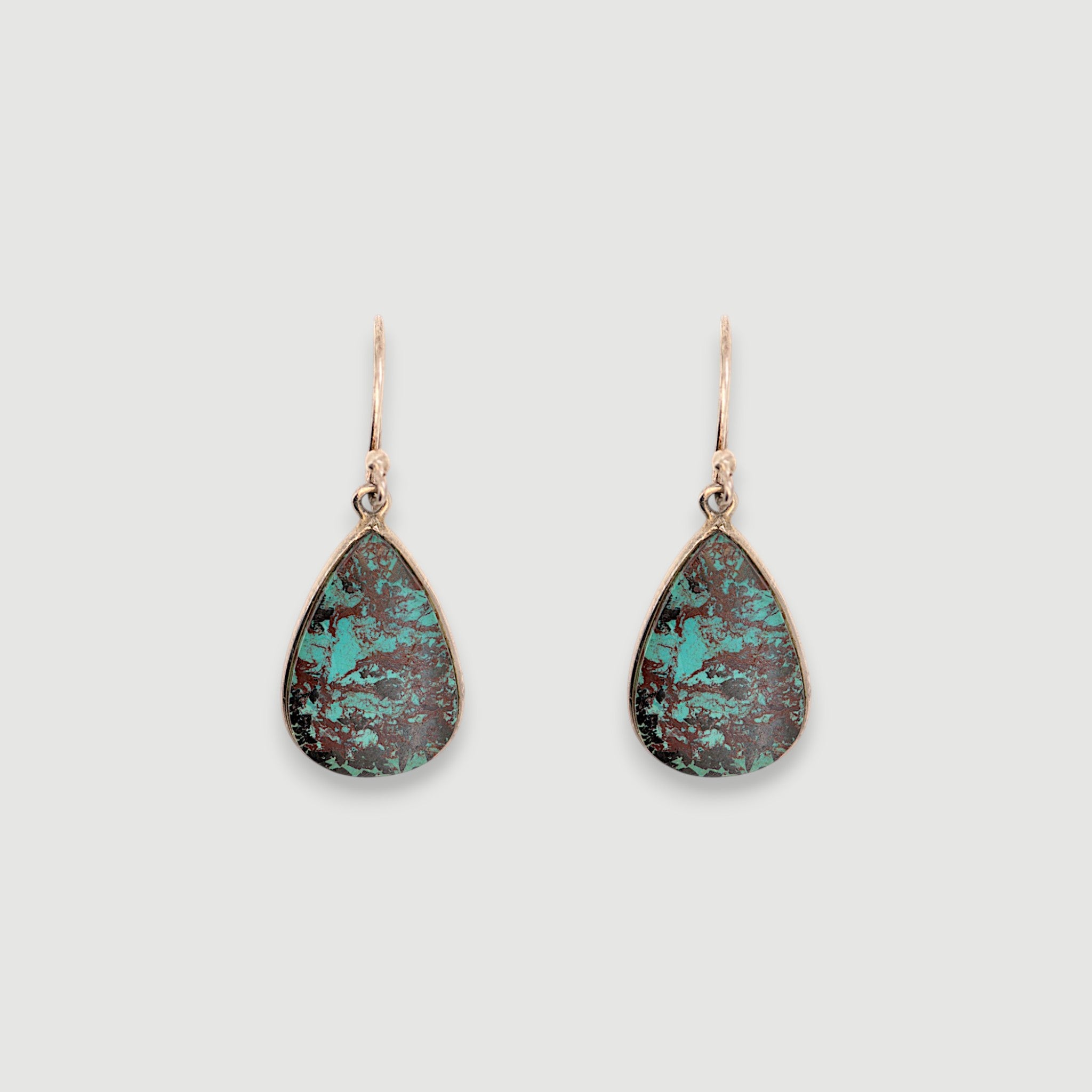 Natural Chrysocolla Teardrop Earring1