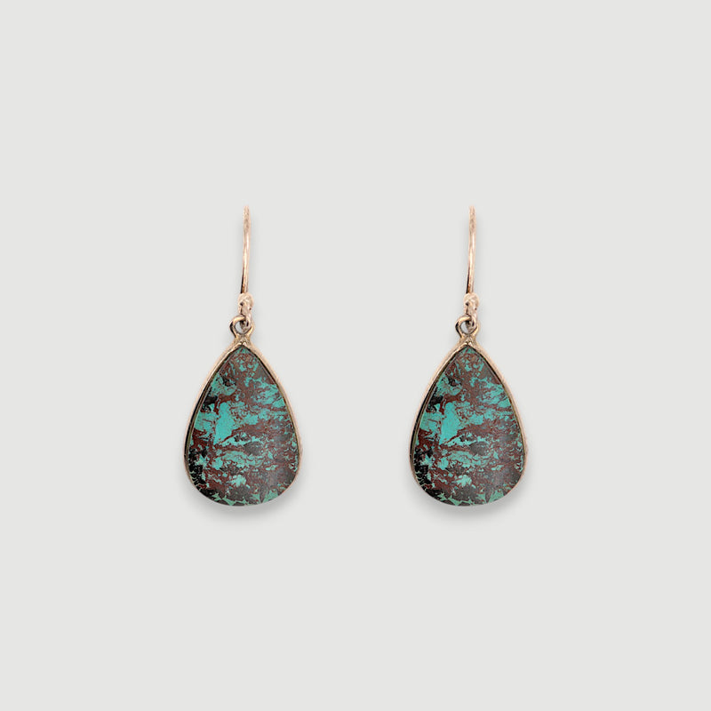 Natural Chrysocolla Teardrop Earring1