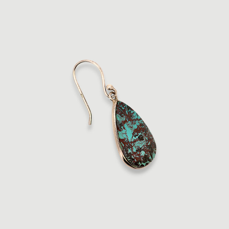 Natural Chrysocolla Teardrop Earring2