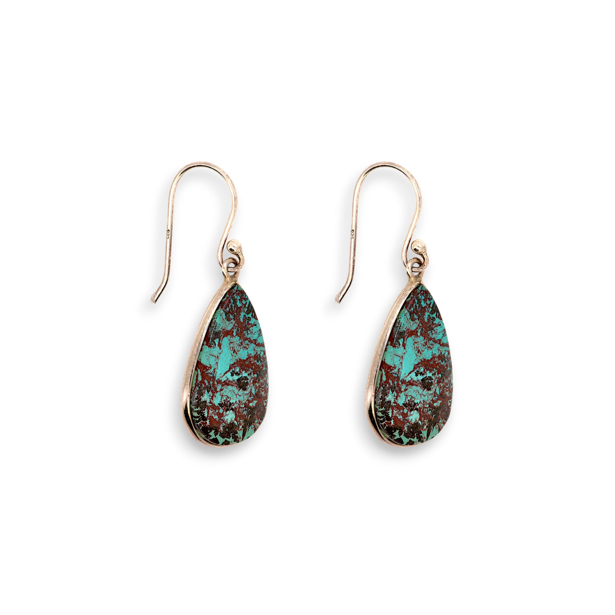 Natural Chrysocolla Teardrop Earring3