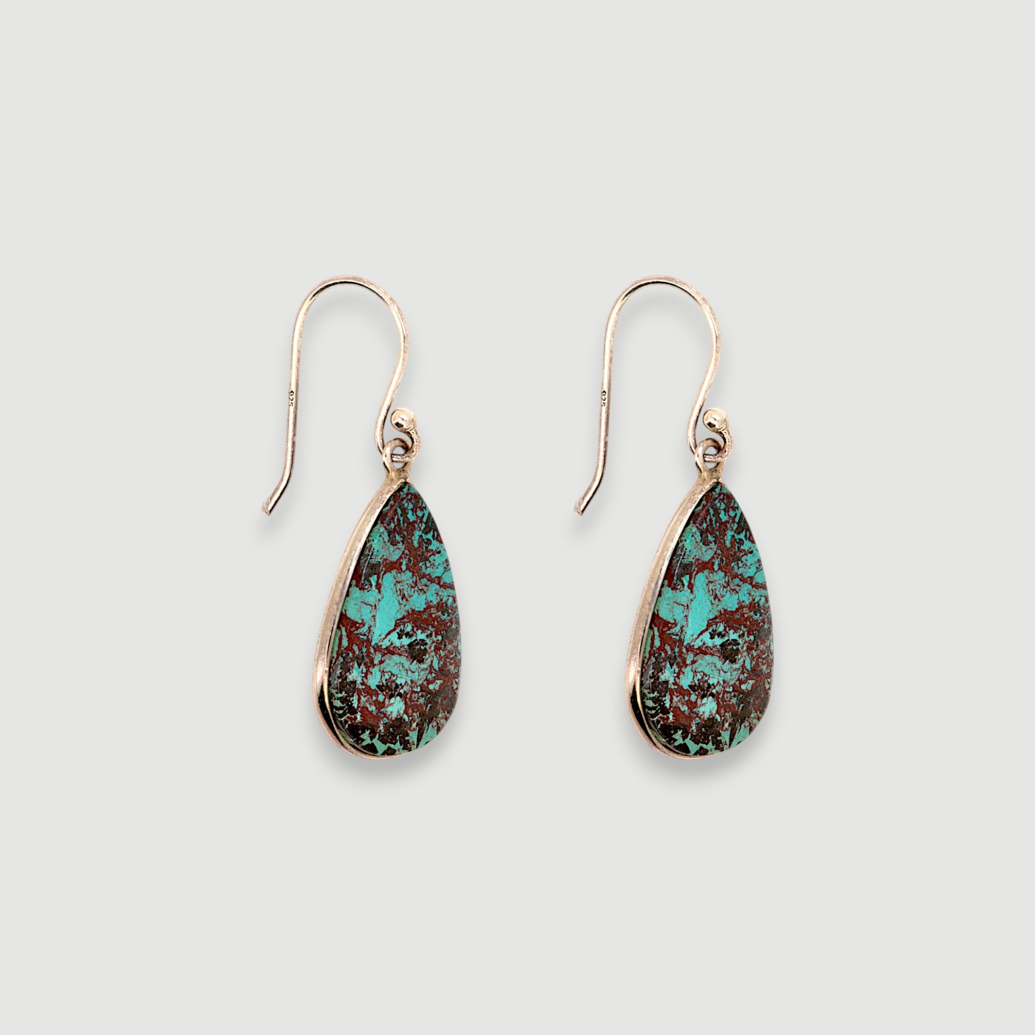 Natural Chrysocolla Teardrop Earring3