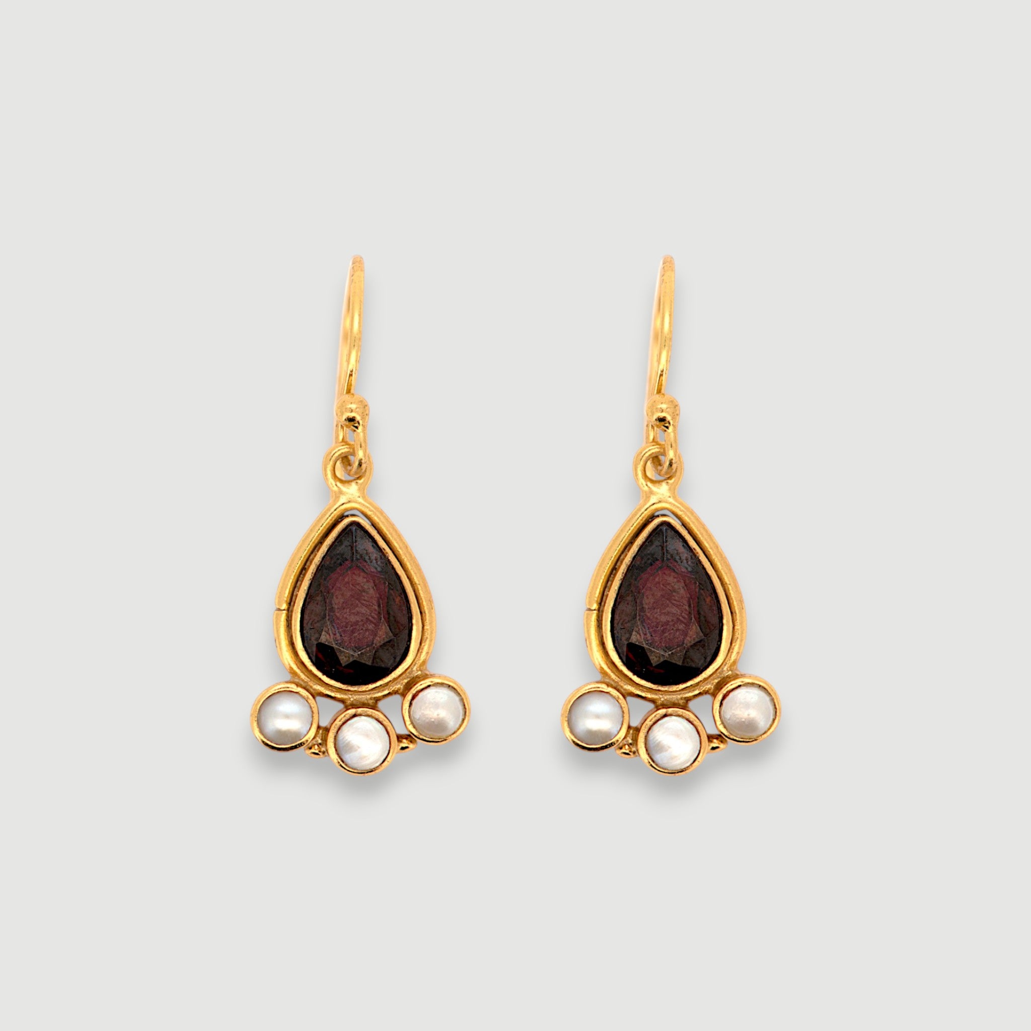 Natural Garnet & Pearl Drop Earrings1