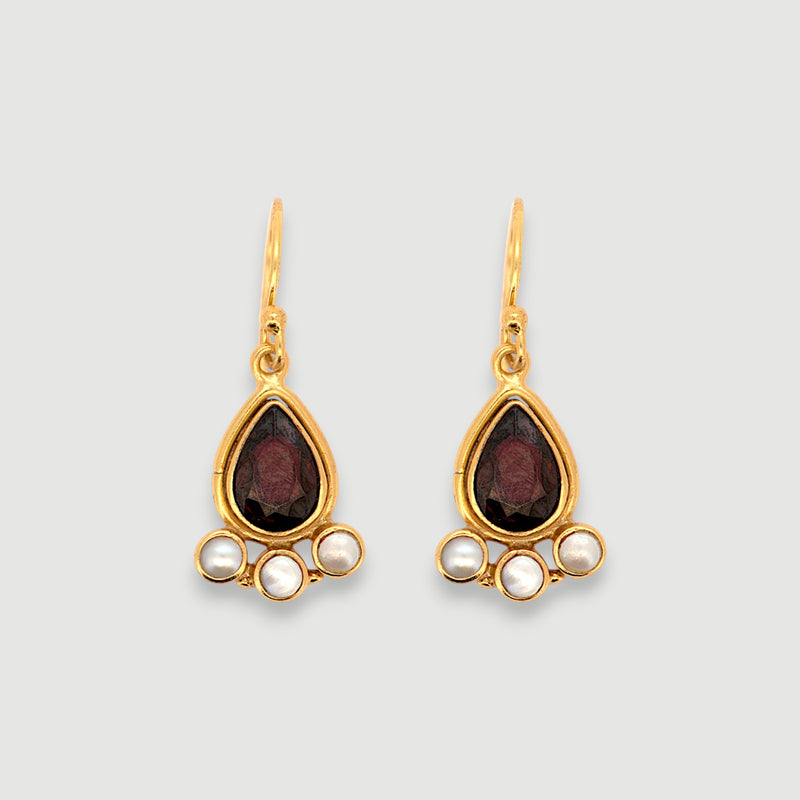 Natural Garnet & Pearl Drop Earrings1