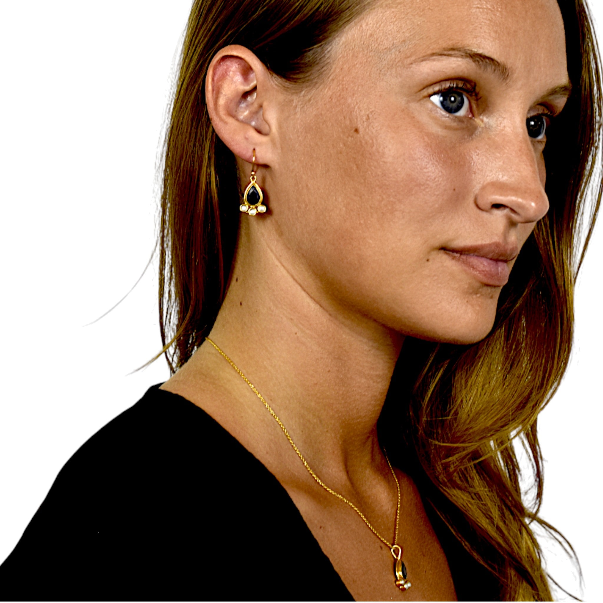Natural Garnet & Pearl Drop Earrings5