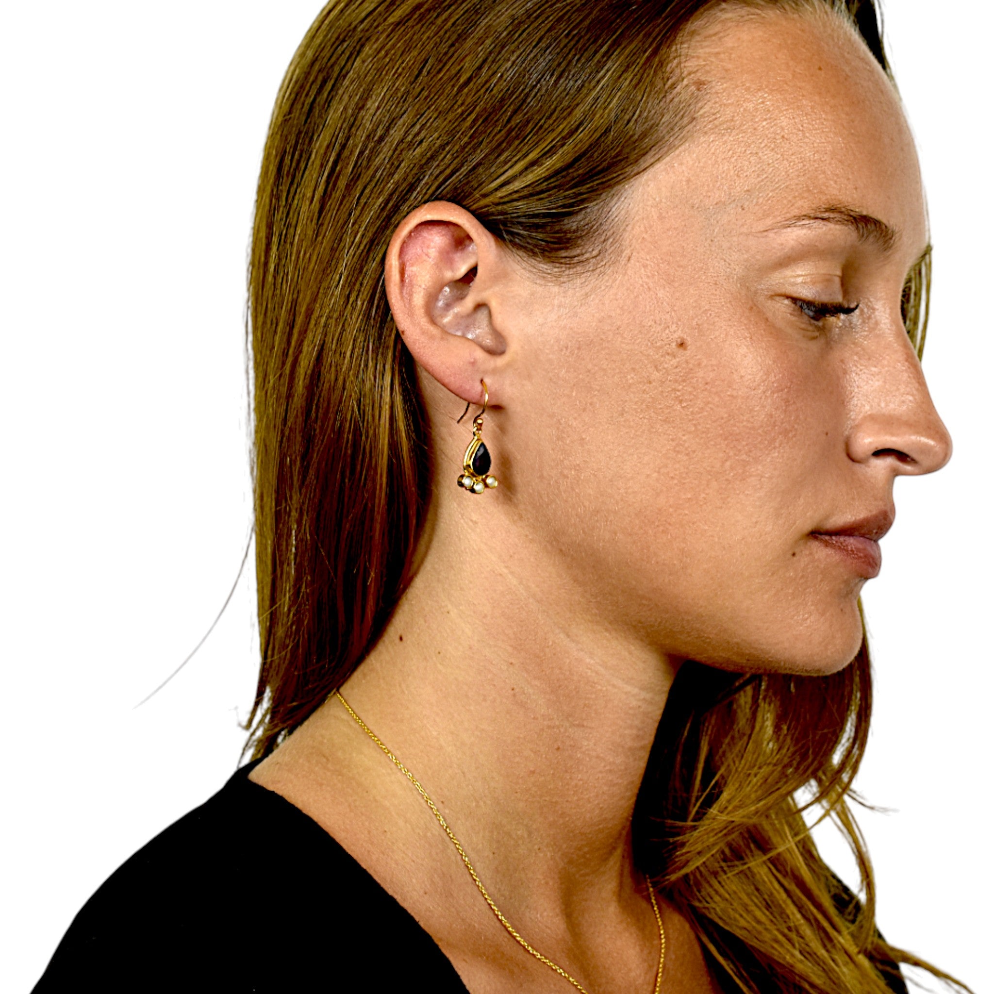 Natural Garnet & Pearl Drop Earrings6