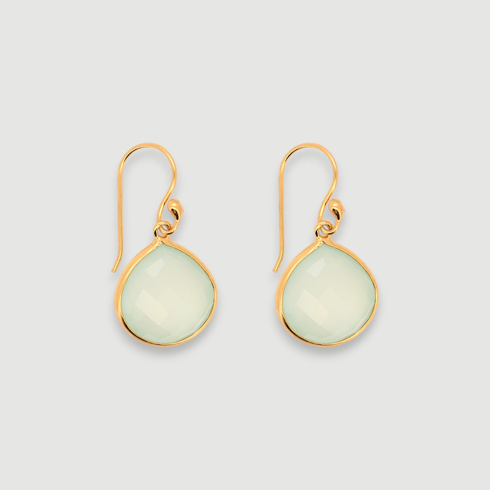 Natural Green Chalcedony Teardrop Earring1