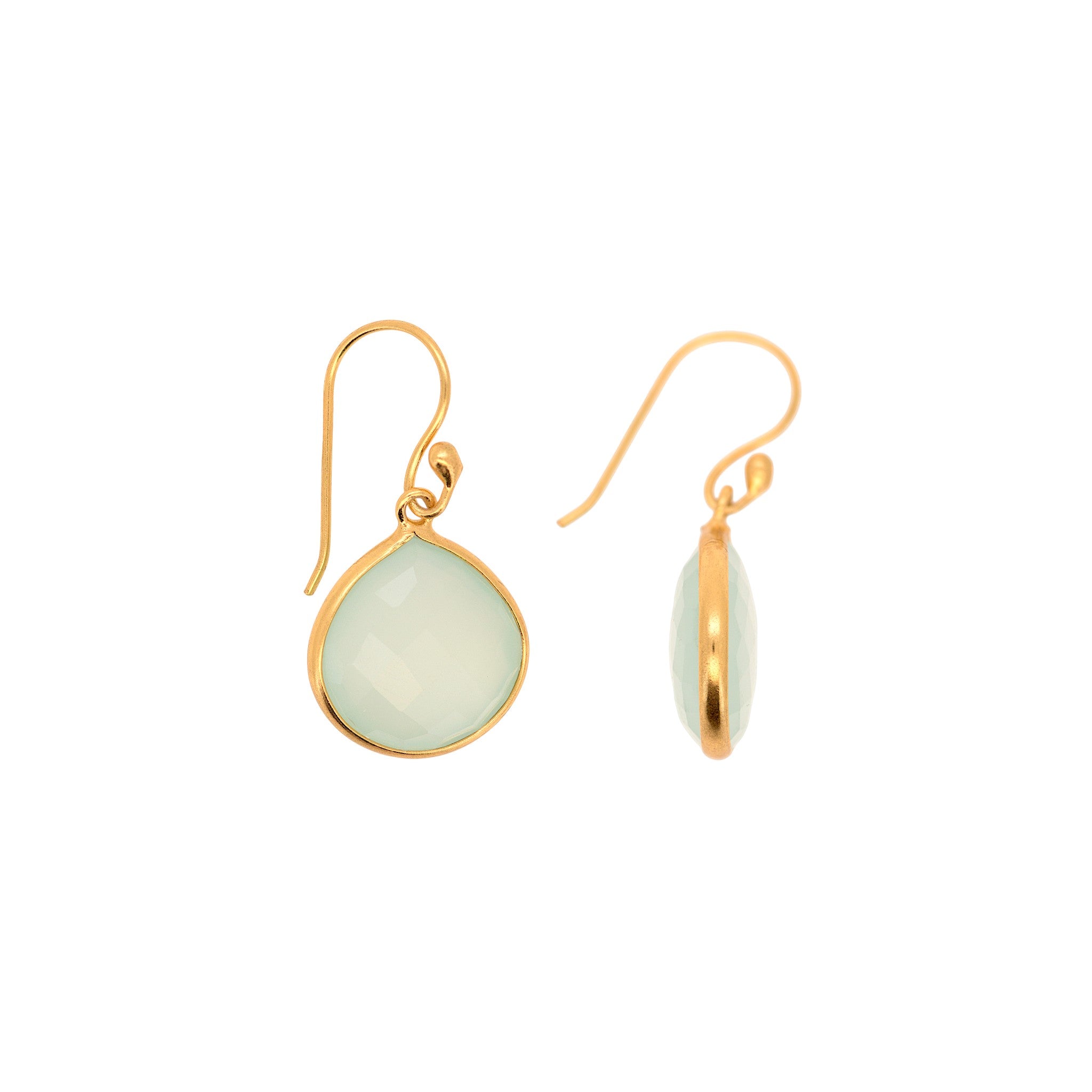 Natural Green Chalcedony Teardrop Earring3