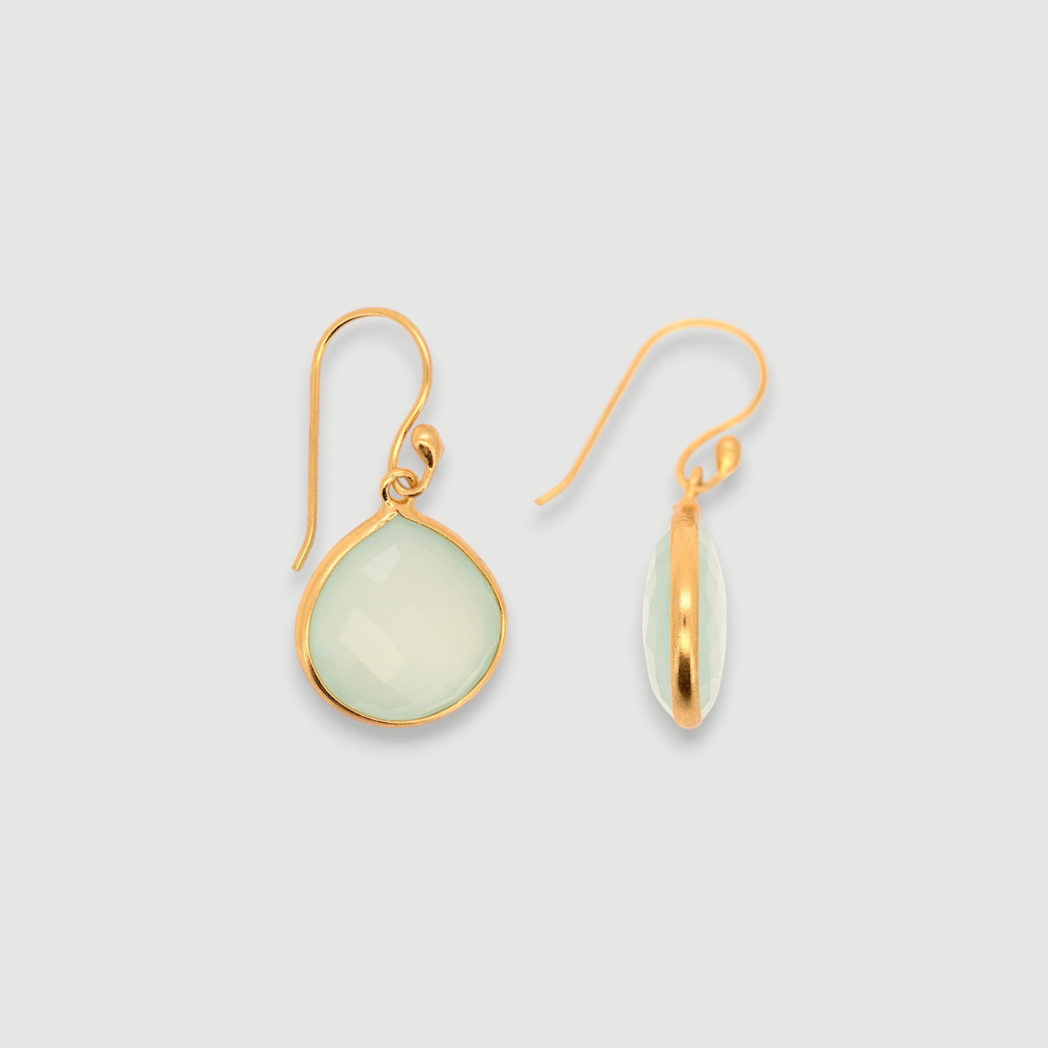 Natural Green Chalcedony Teardrop Earring3