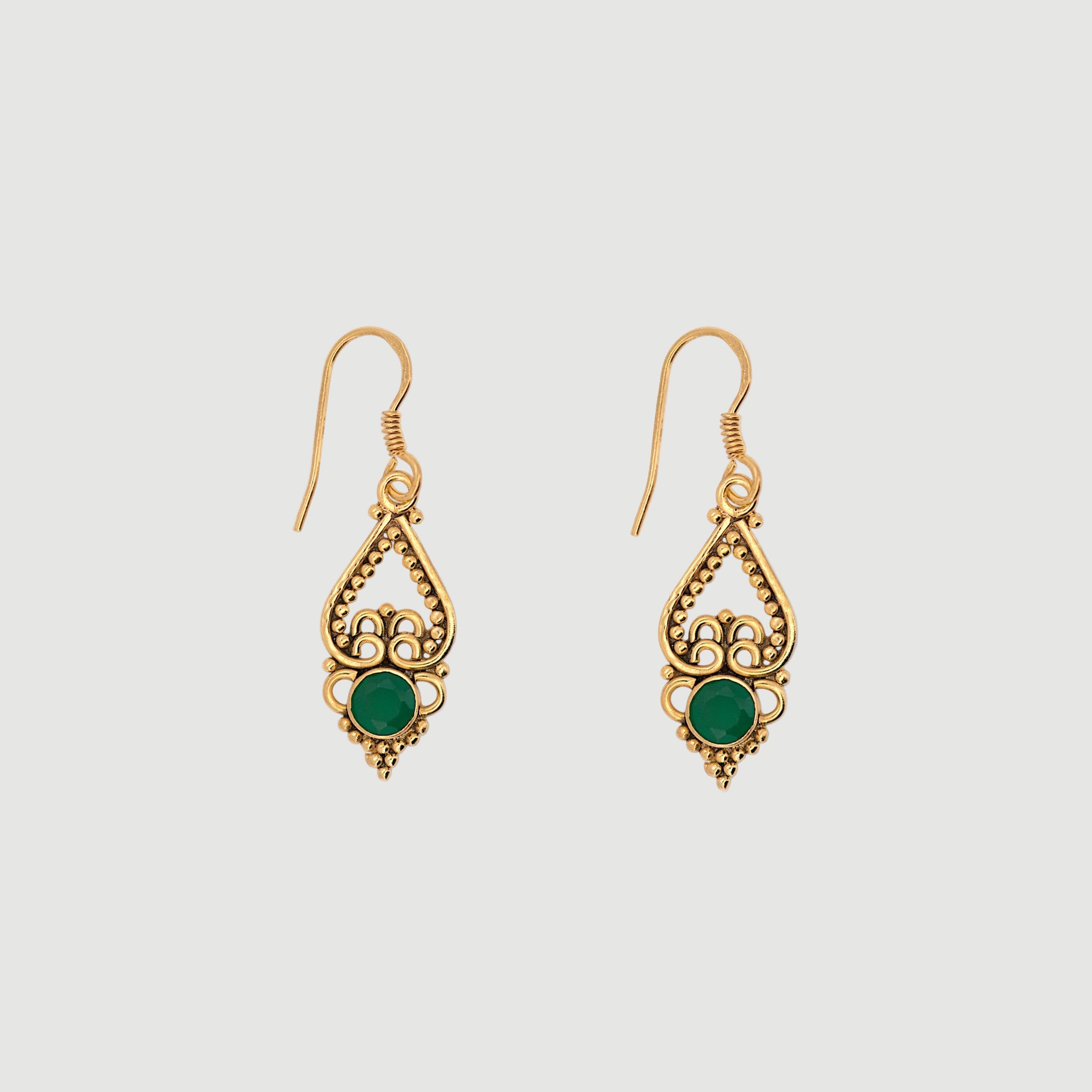 Natural Green Onyx Drop Earring1
