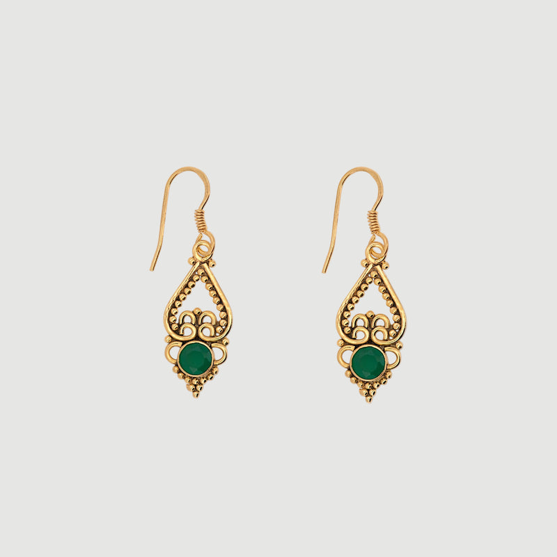 Natural Green Onyx Drop Earring1
