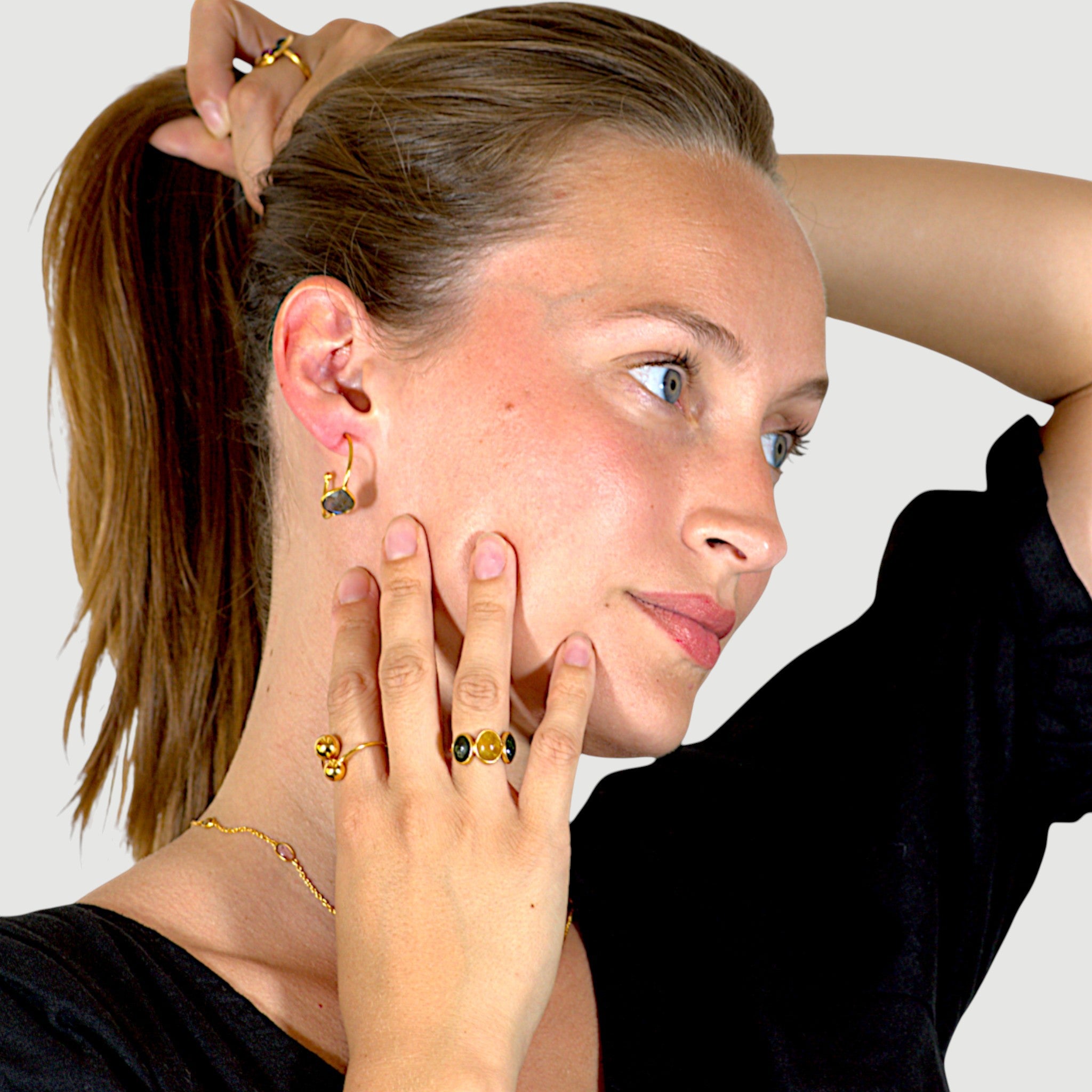 Natural Labradorite Hoop Earrings2