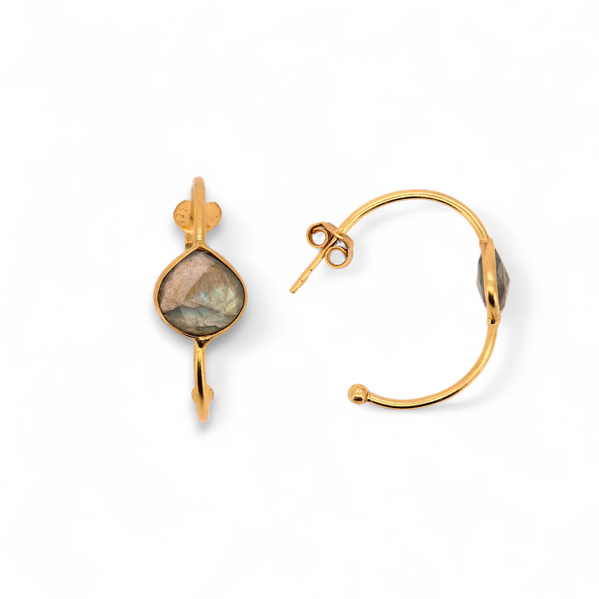 Natural Labradorite Hoop Earrings3