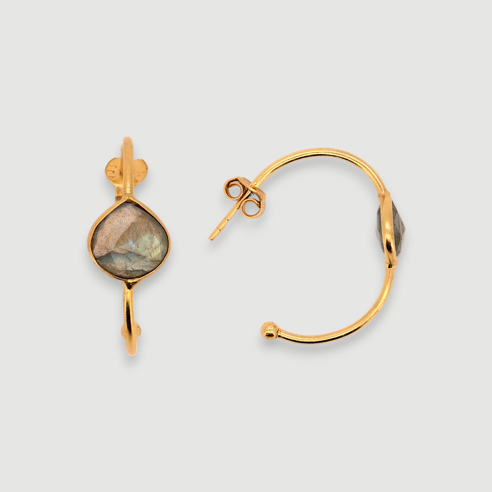Natural Labradorite Hoop Earrings3