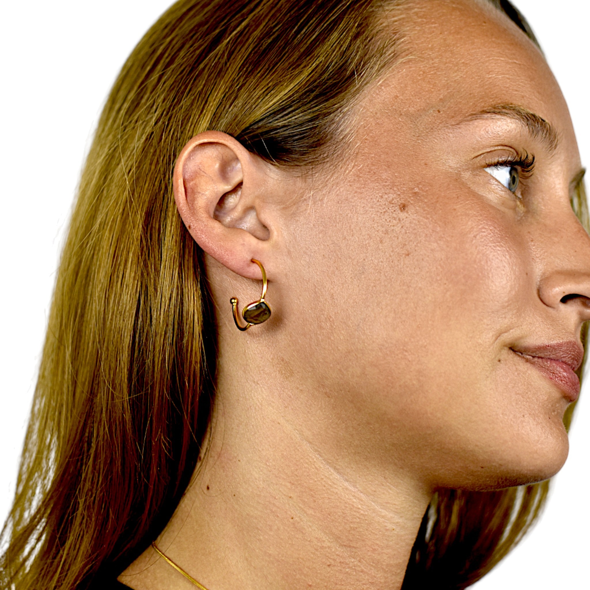 Natural Labradorite Hoop Earrings5
