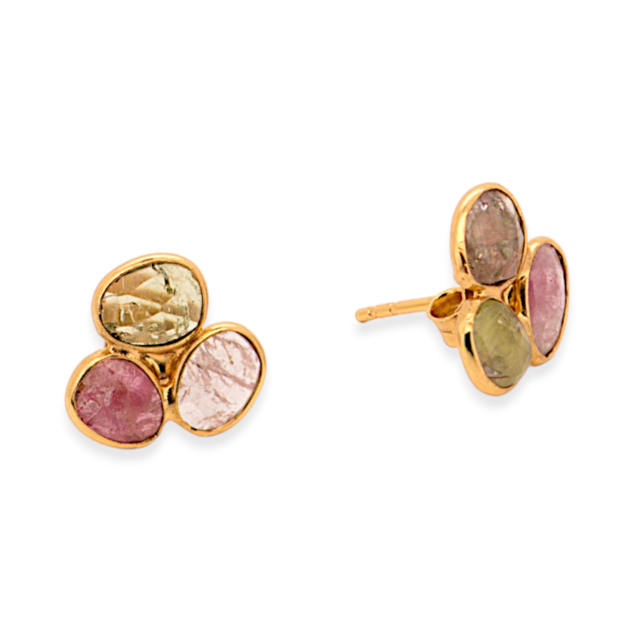 Natural Multi-Color Tourmaline Stud Earrings3
