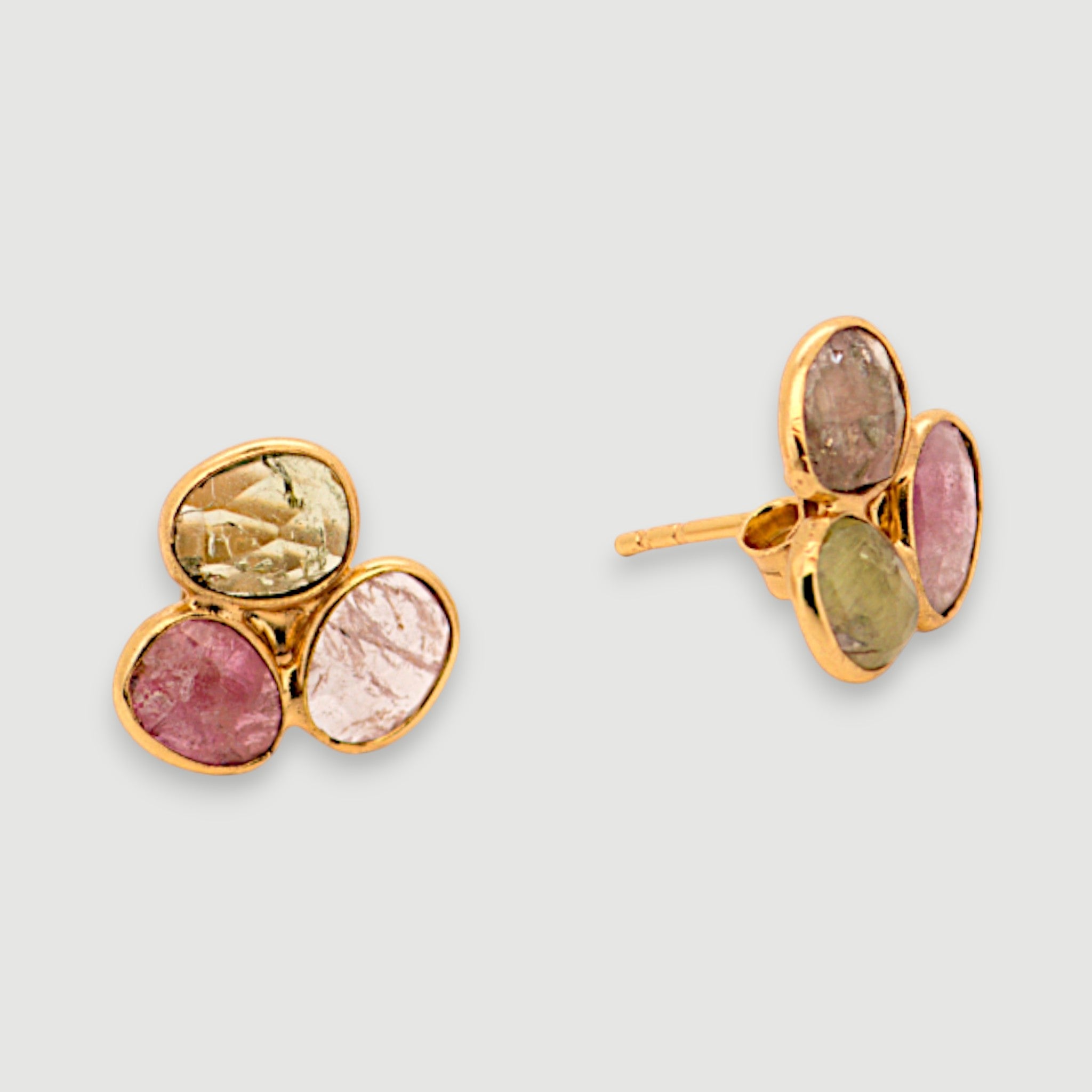 Natural Multi-Color Tourmaline Stud Earrings3