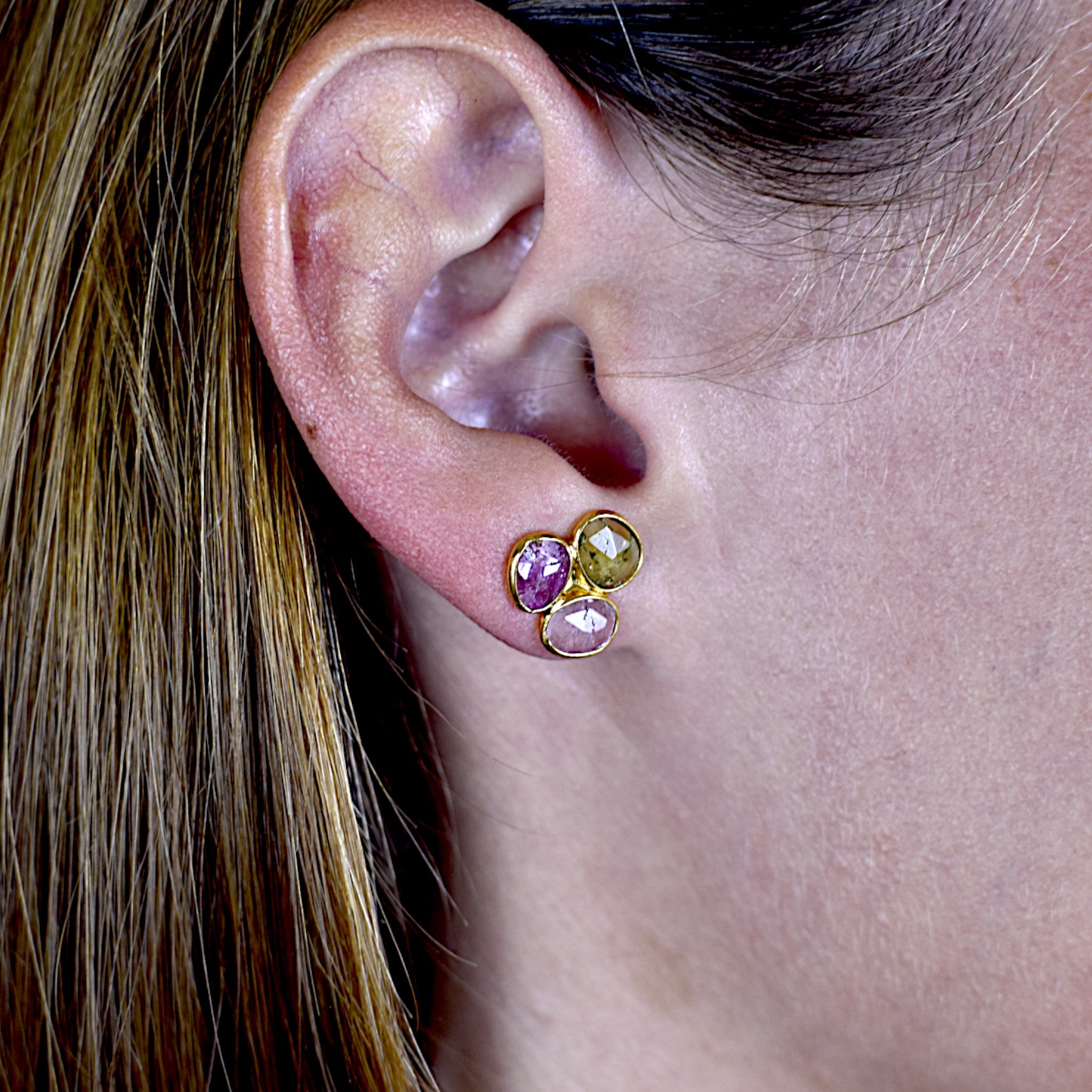 Natural Multi-Color Tourmaline Stud Earrings4