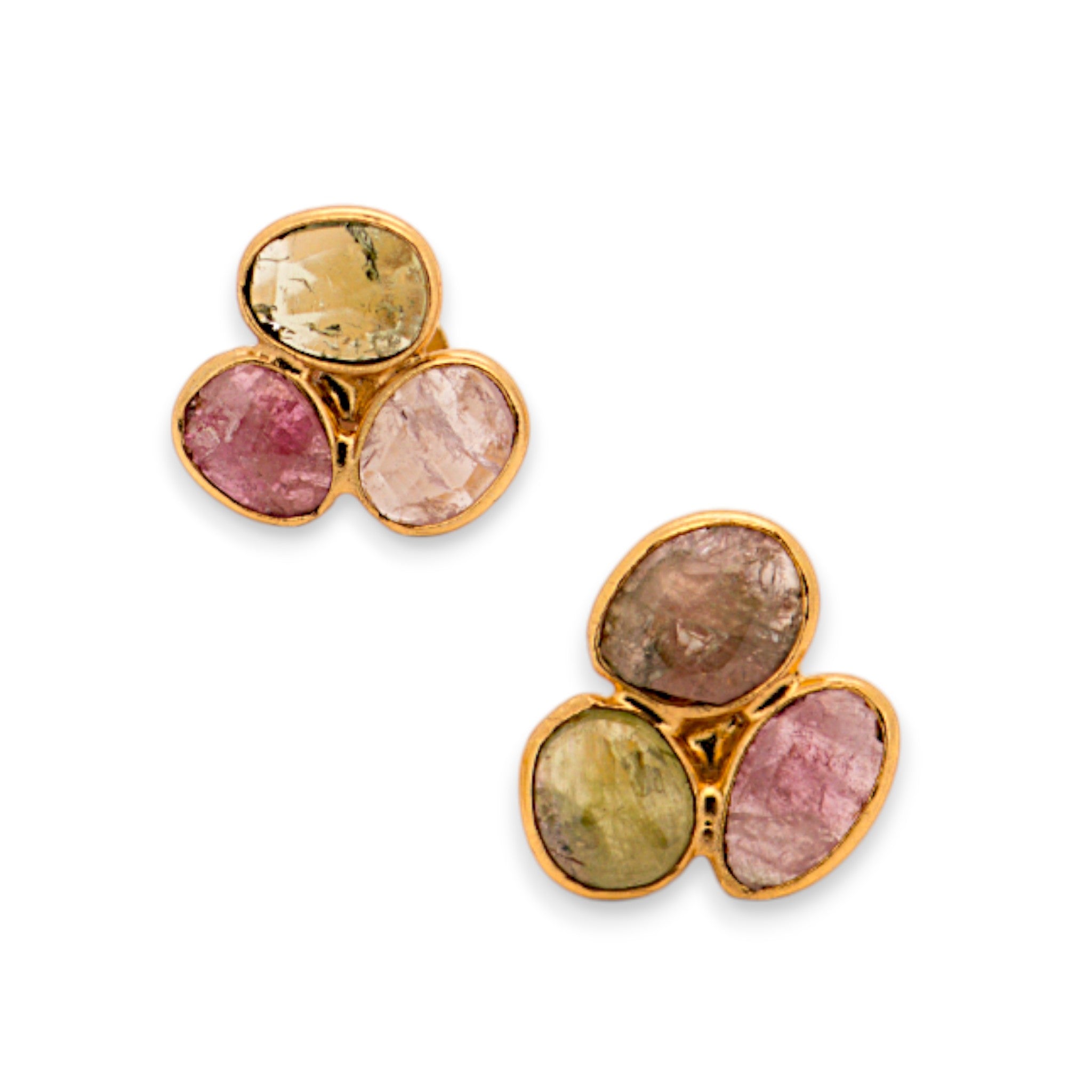 Natural Multi-Color Tourmaline Stud Earrings5