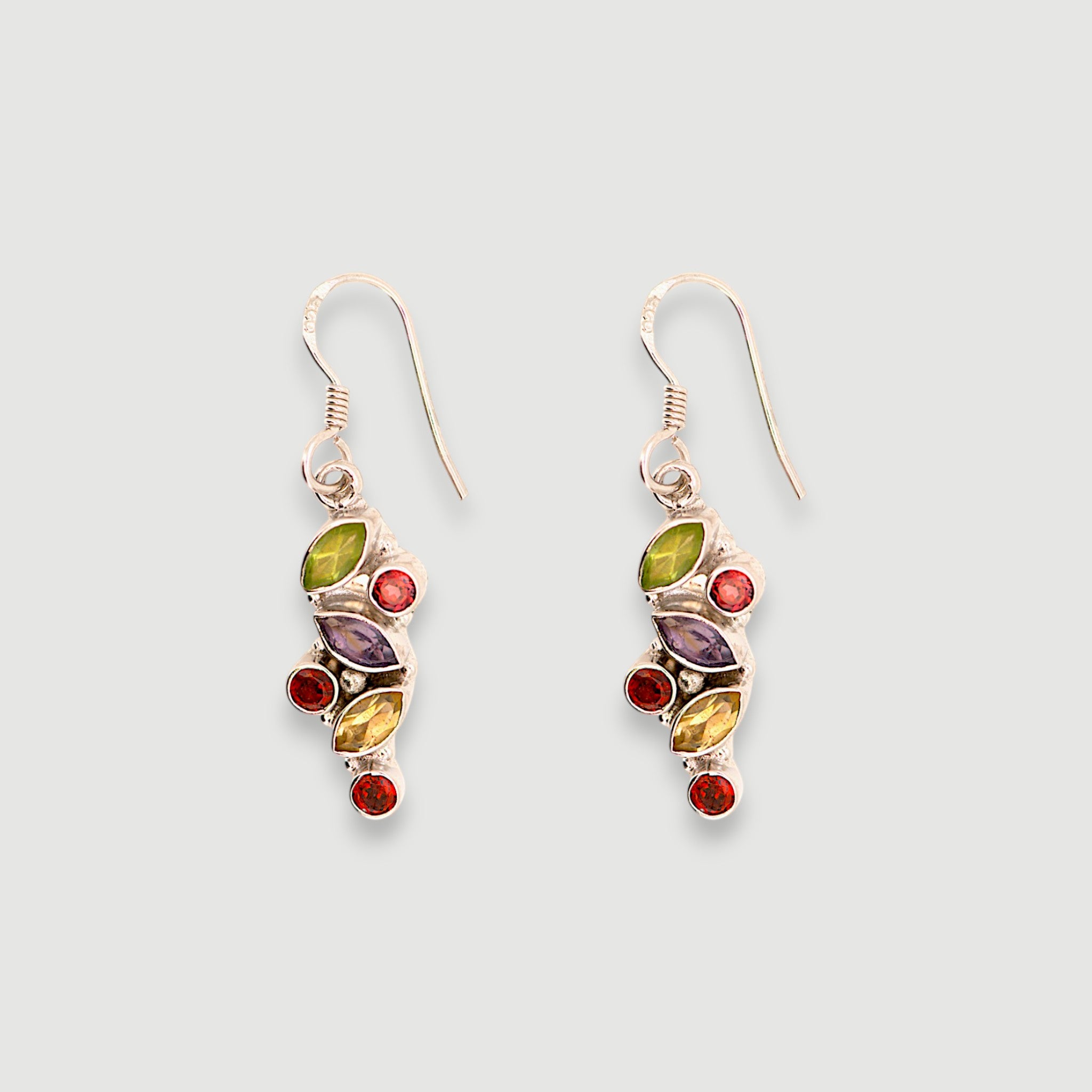Natural Multi-Gemstone Drop Earrings1