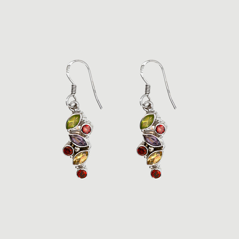 Natural Multi-Gemstone Drop Earrings
