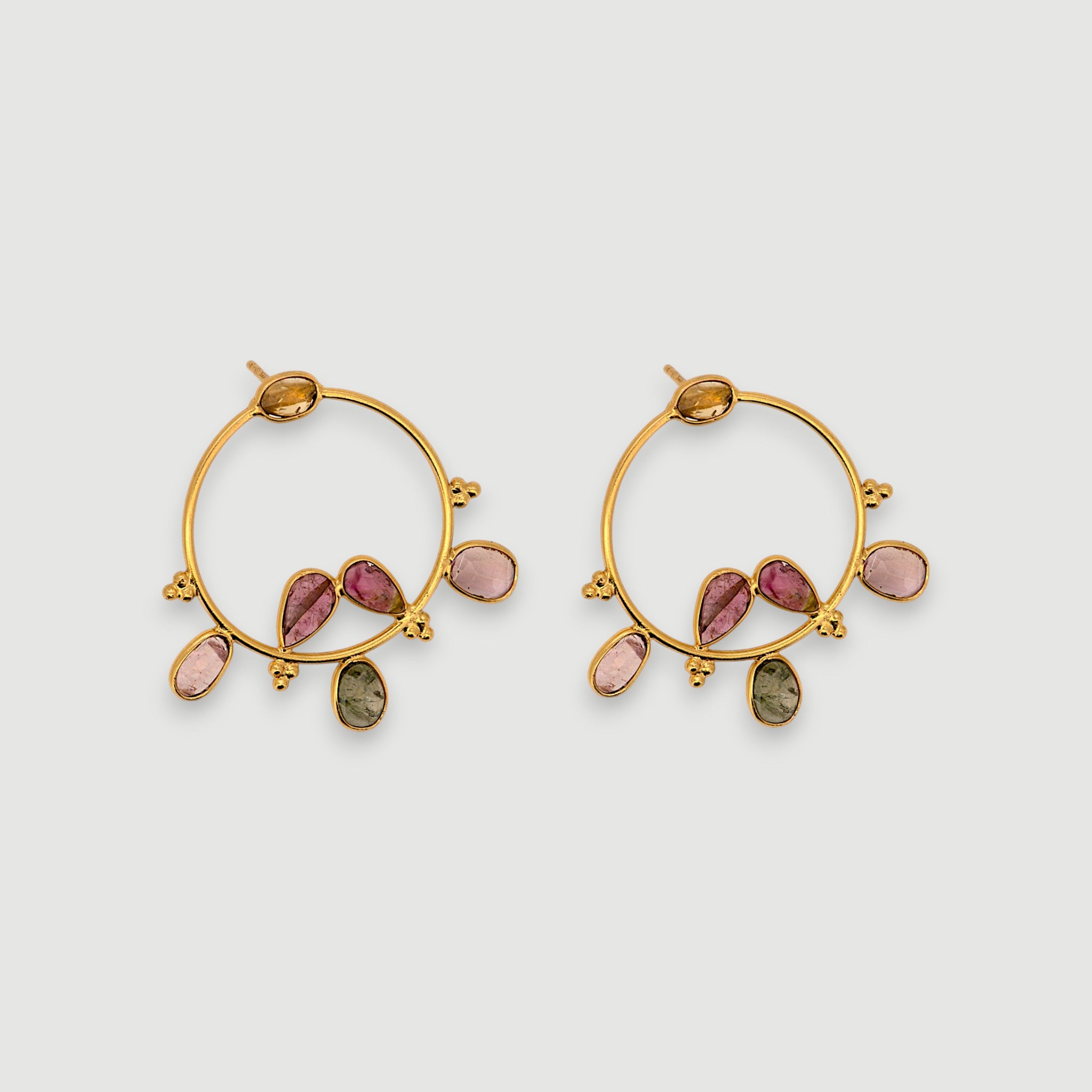 Natural Multi-Tourmaline Hoop Earring1