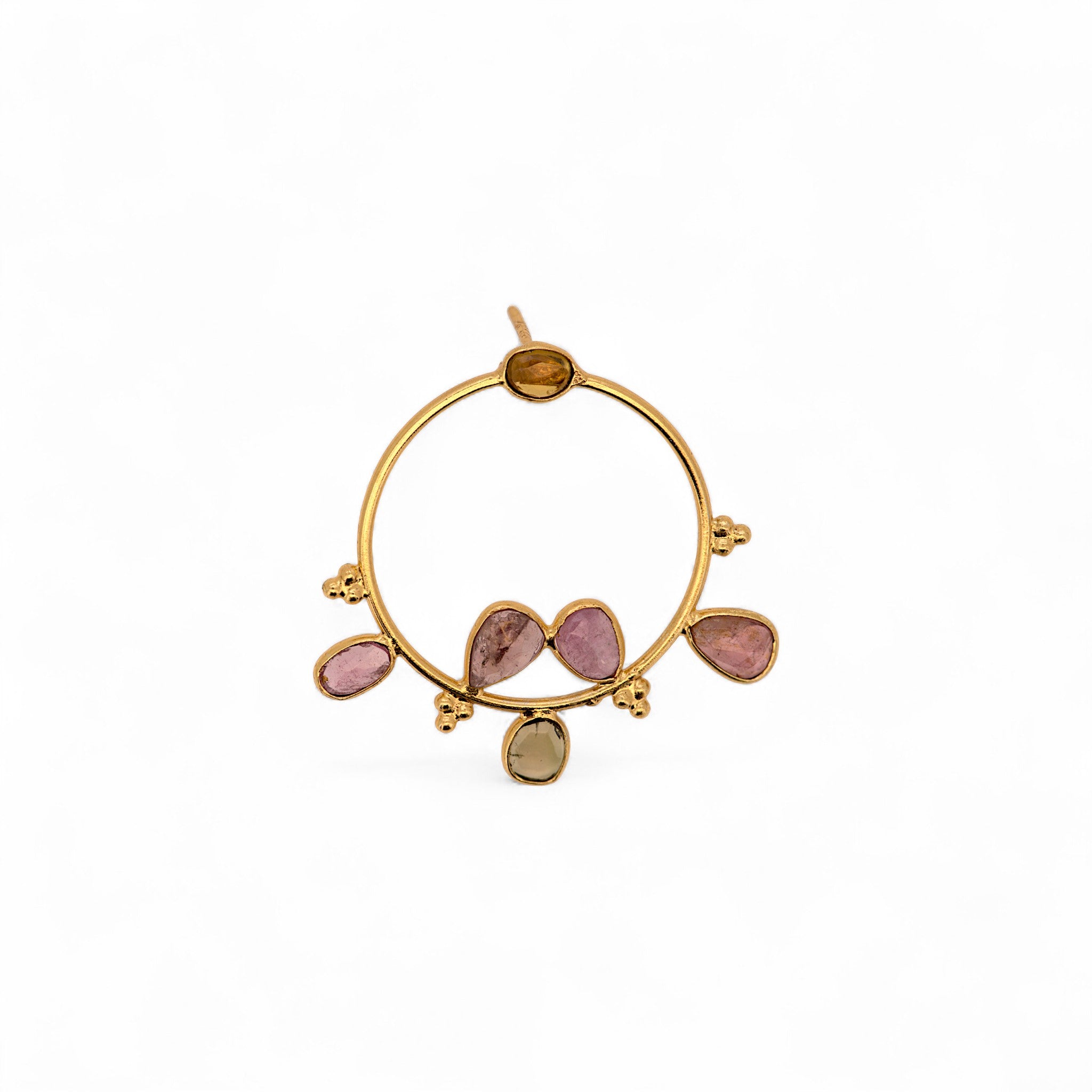 Natural Multi-Tourmaline Hoop Earring3