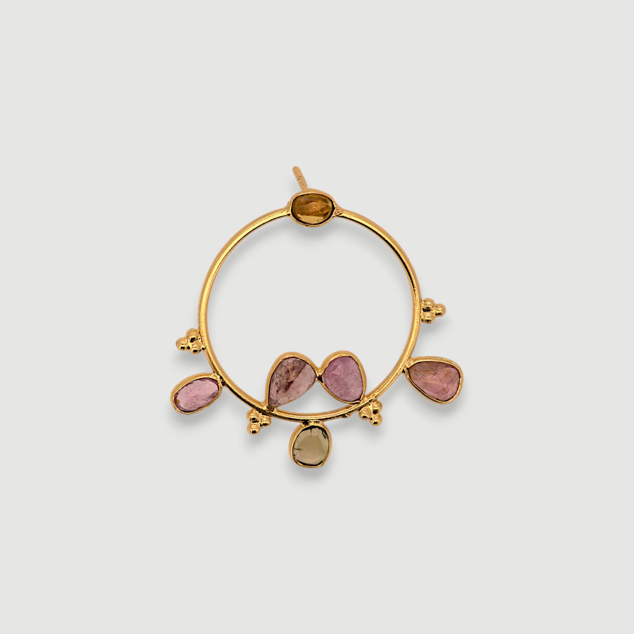 Natural Multi-Tourmaline Hoop Earring3
