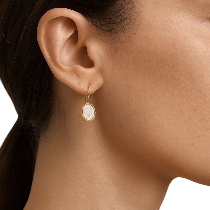Natural Rainbow Moonstone Earring