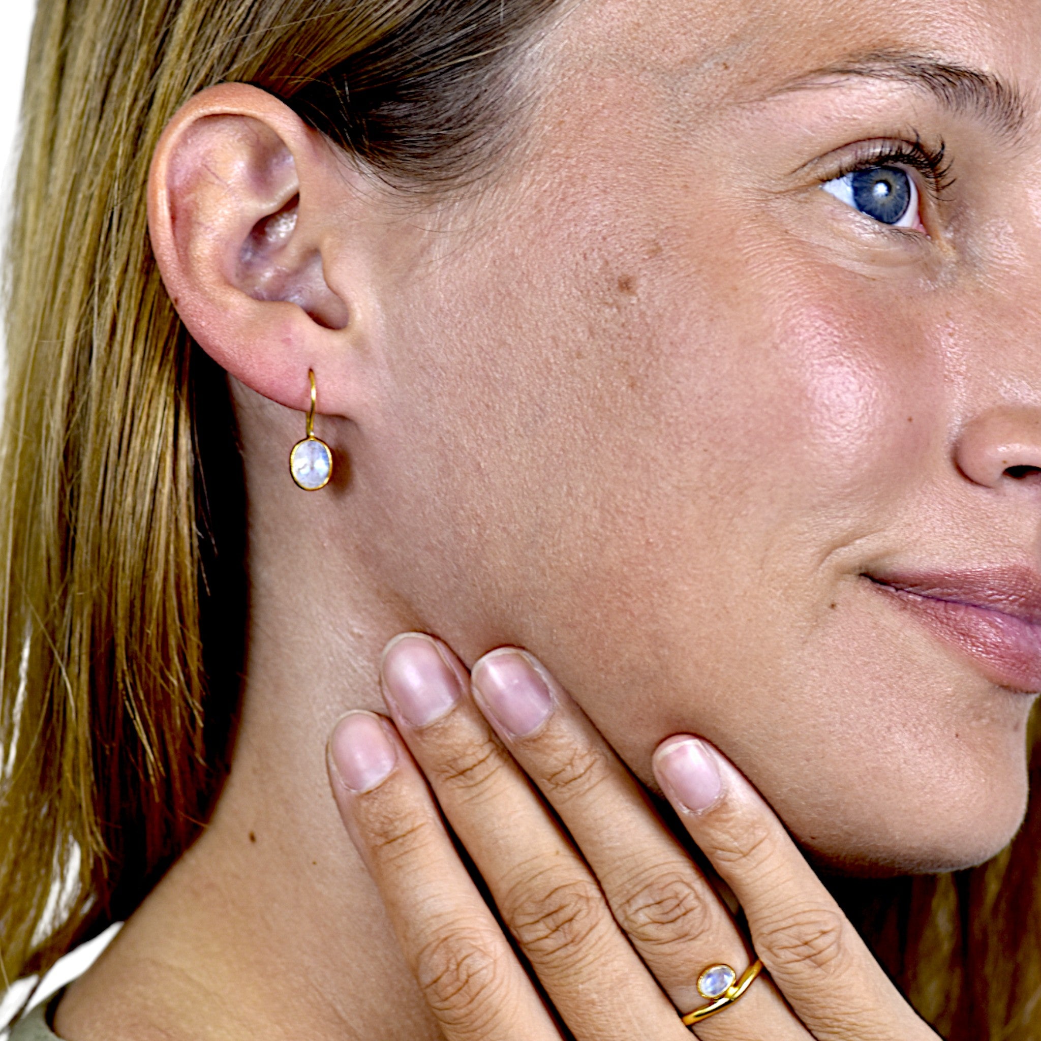 Natural Rainbow Moonstone Earring6