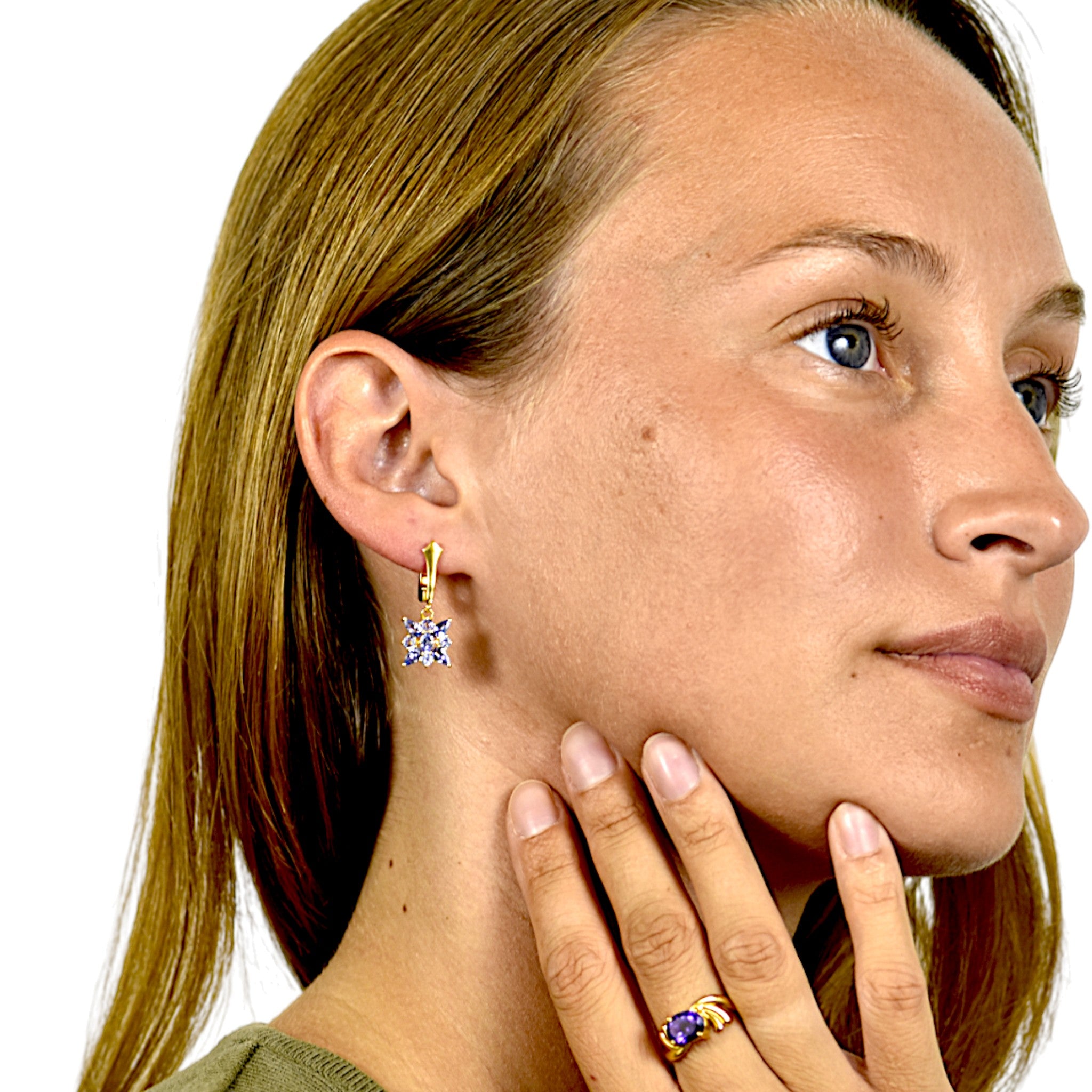 Natural Tanzanite Flower Drop Earring4