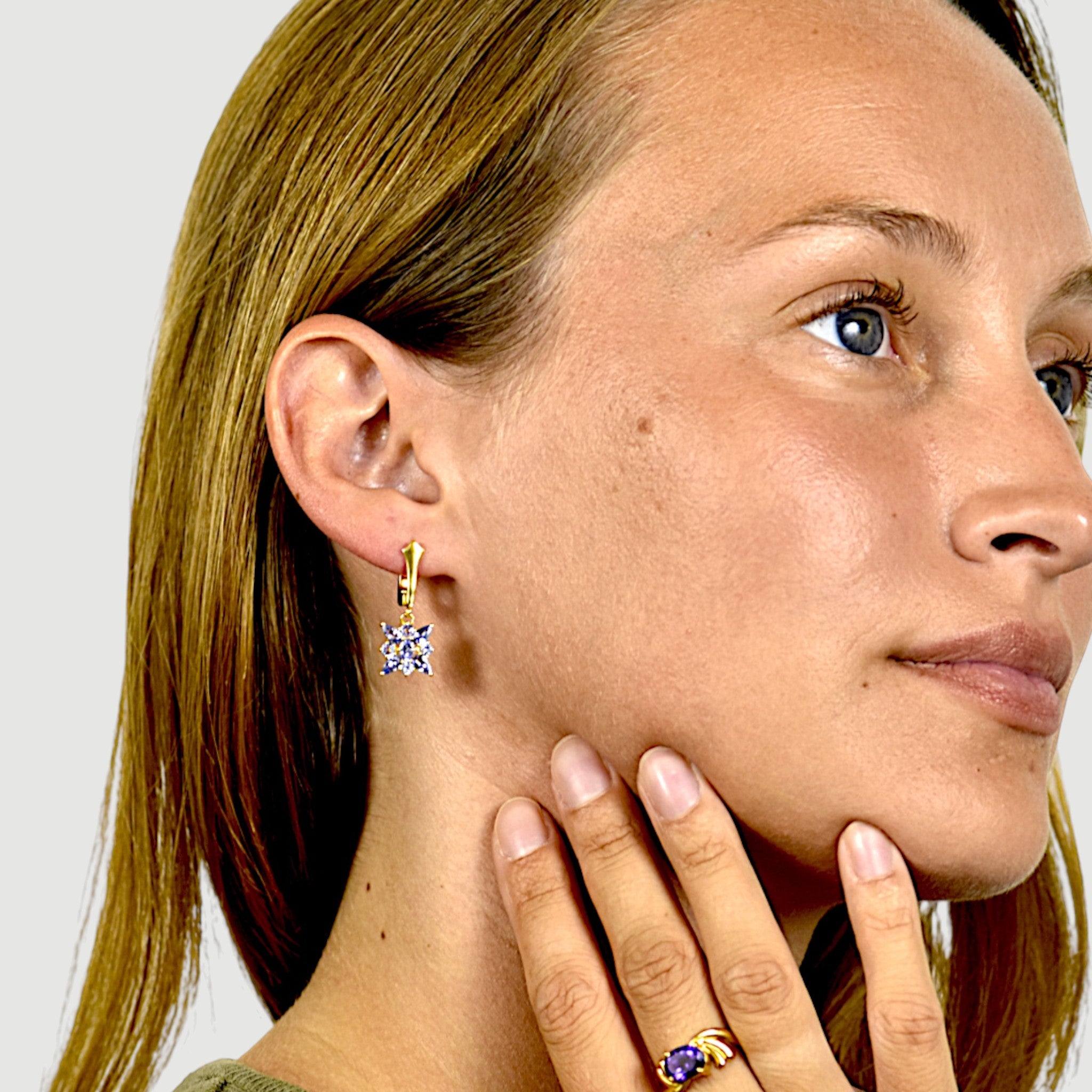 Natural Tanzanite Flower Drop Earring4