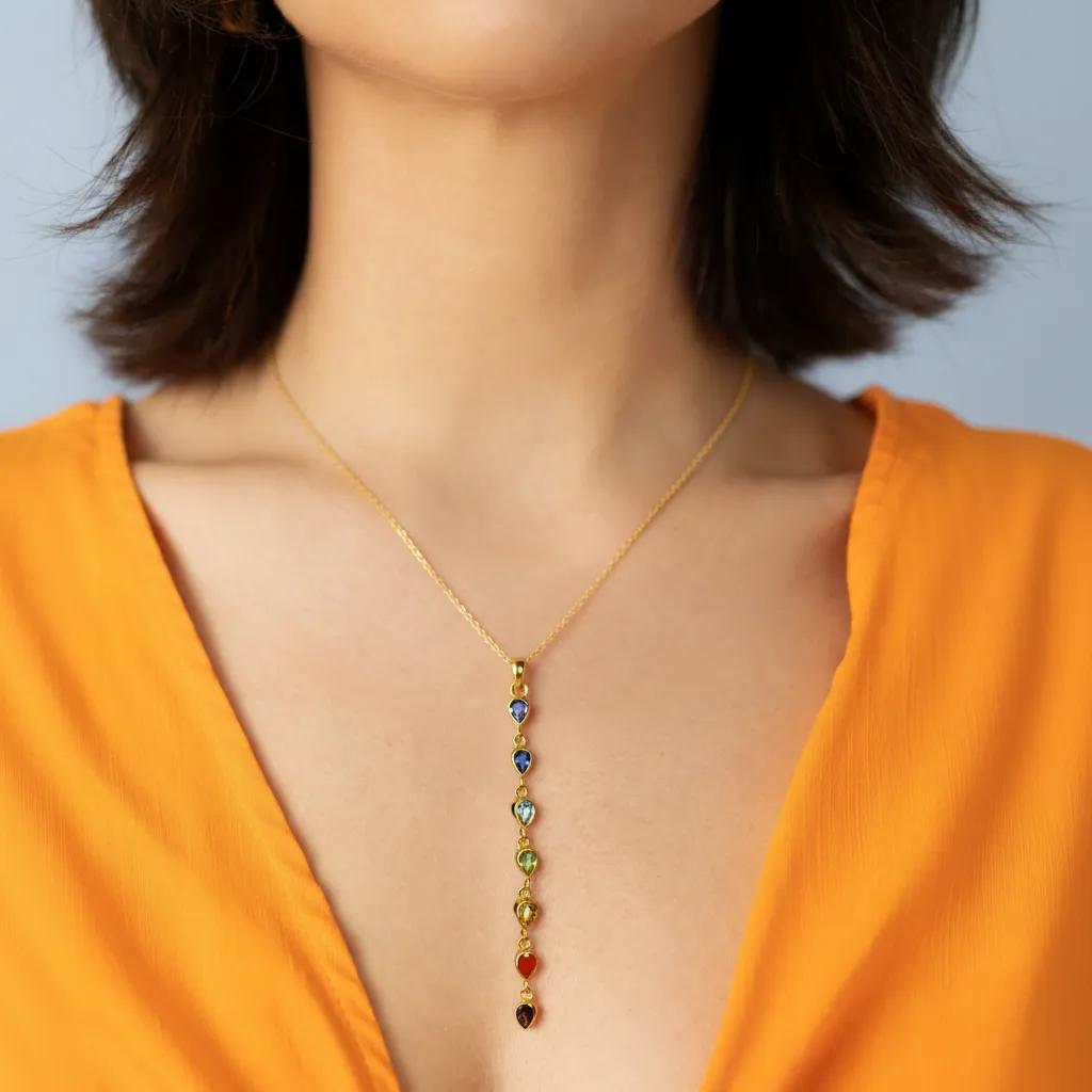 Rainbow Natural Gemstone Necklace