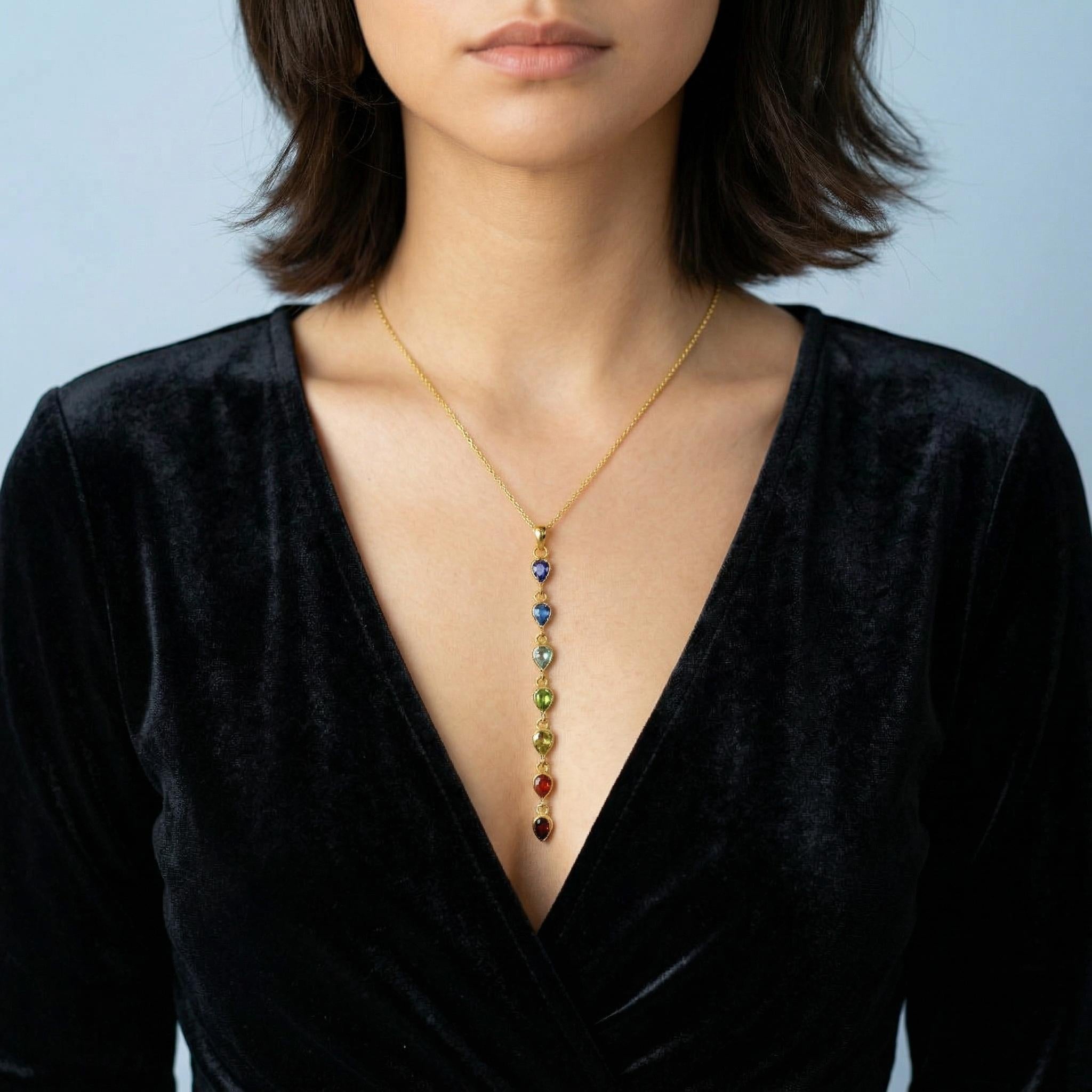 Rainbow Natural Gemstone Necklace