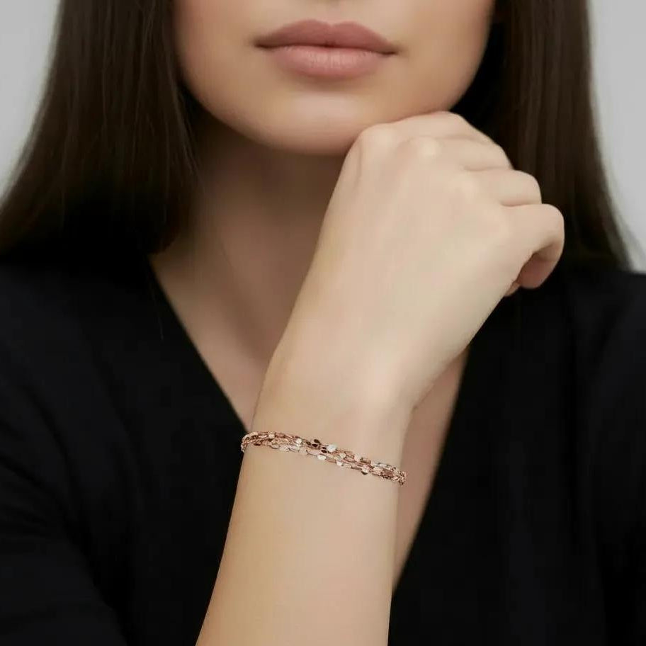 Rose Gold Shinning Lines Bracelet crafted in sterling silver 1