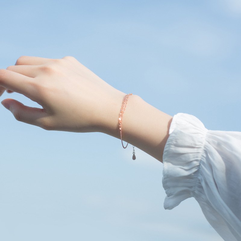 Rose Gold Shinning Lines Bracelet crafted in sterling silver 6