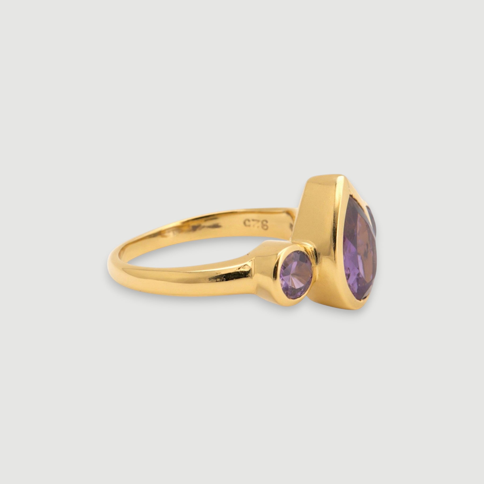 Teardrop Amethyst Trio Ring