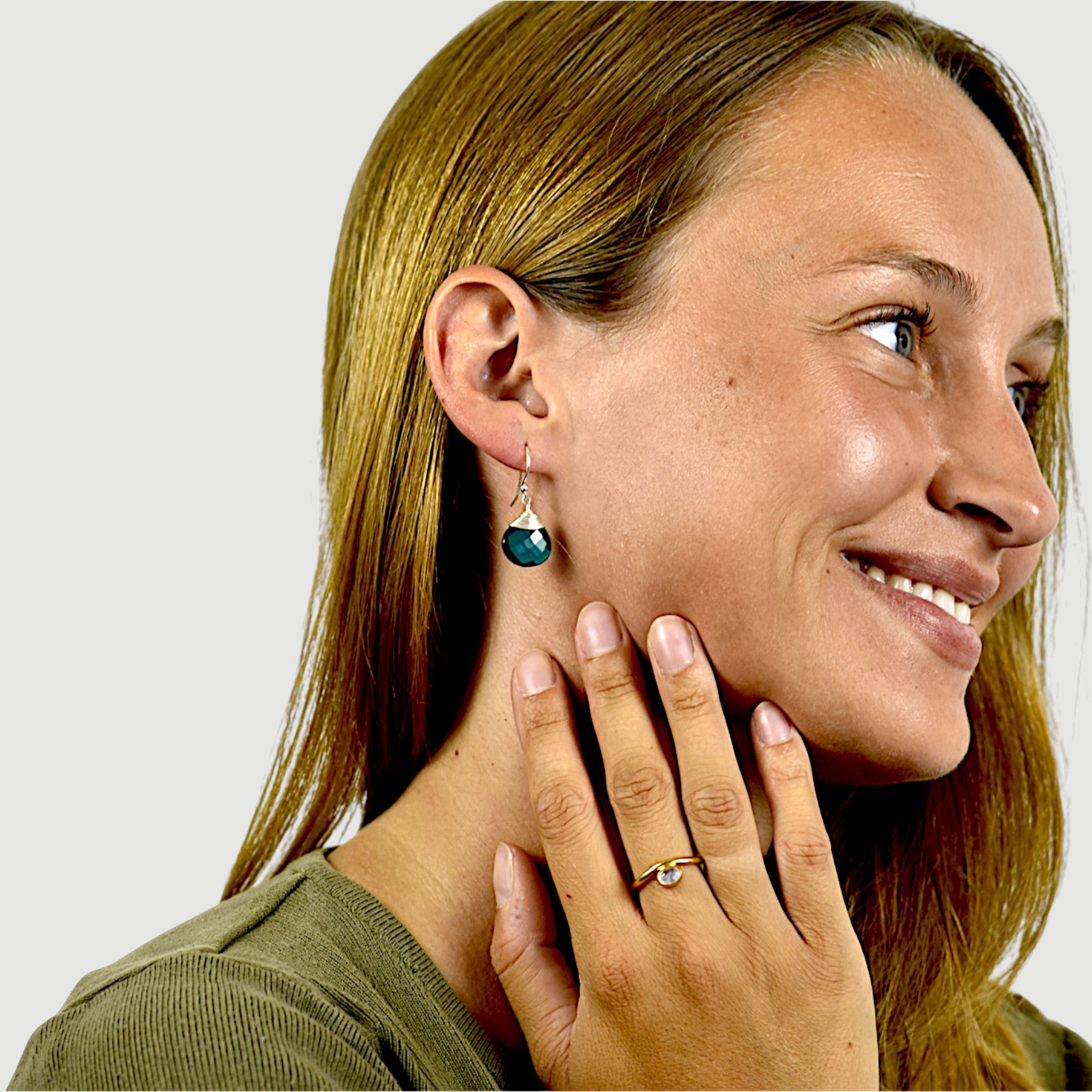 Teardrop Blue Chalcedony Earrings2