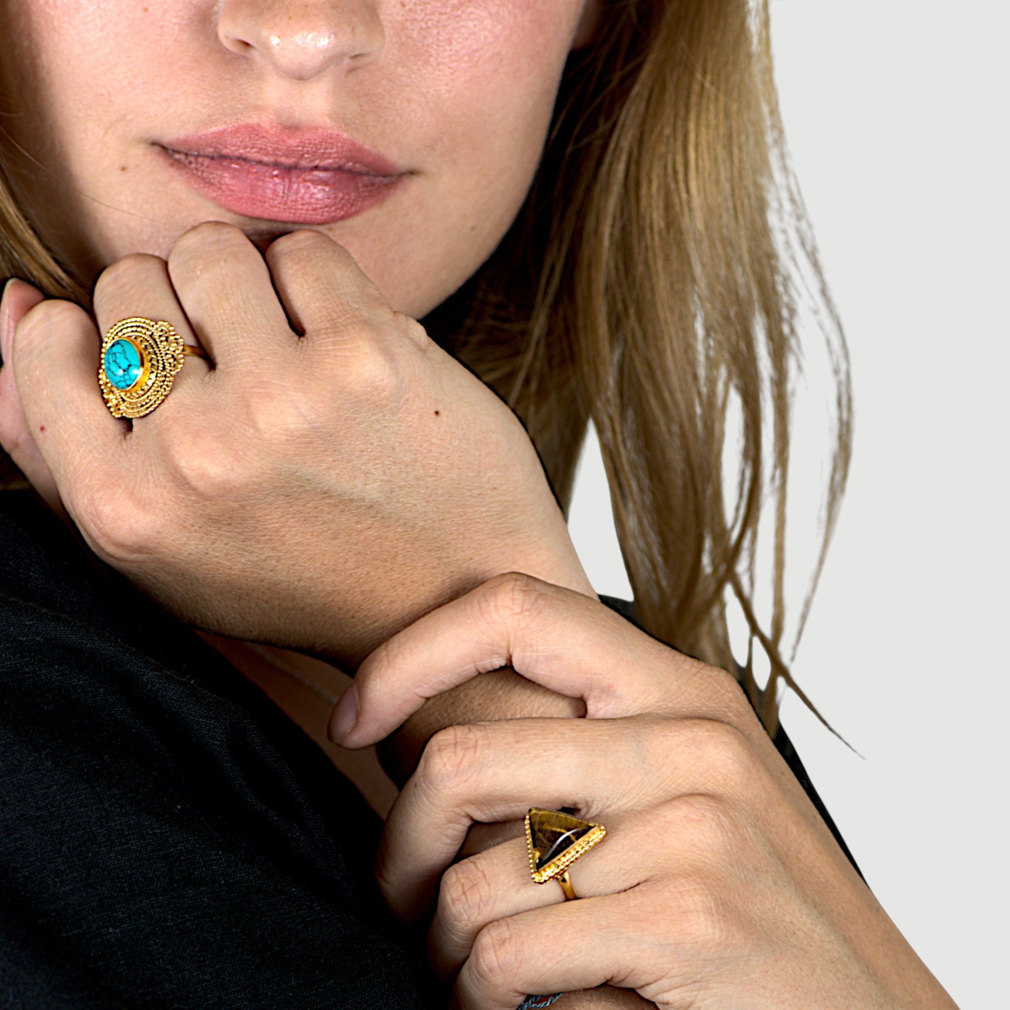 Tiger Eye Triangle Ring