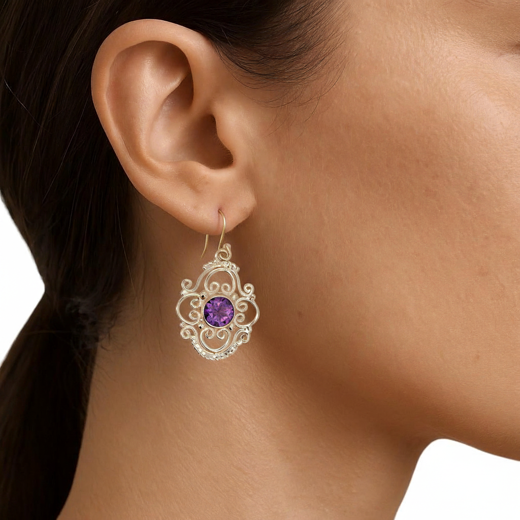 Vintage-Inspired Natural Amethyst Earring
